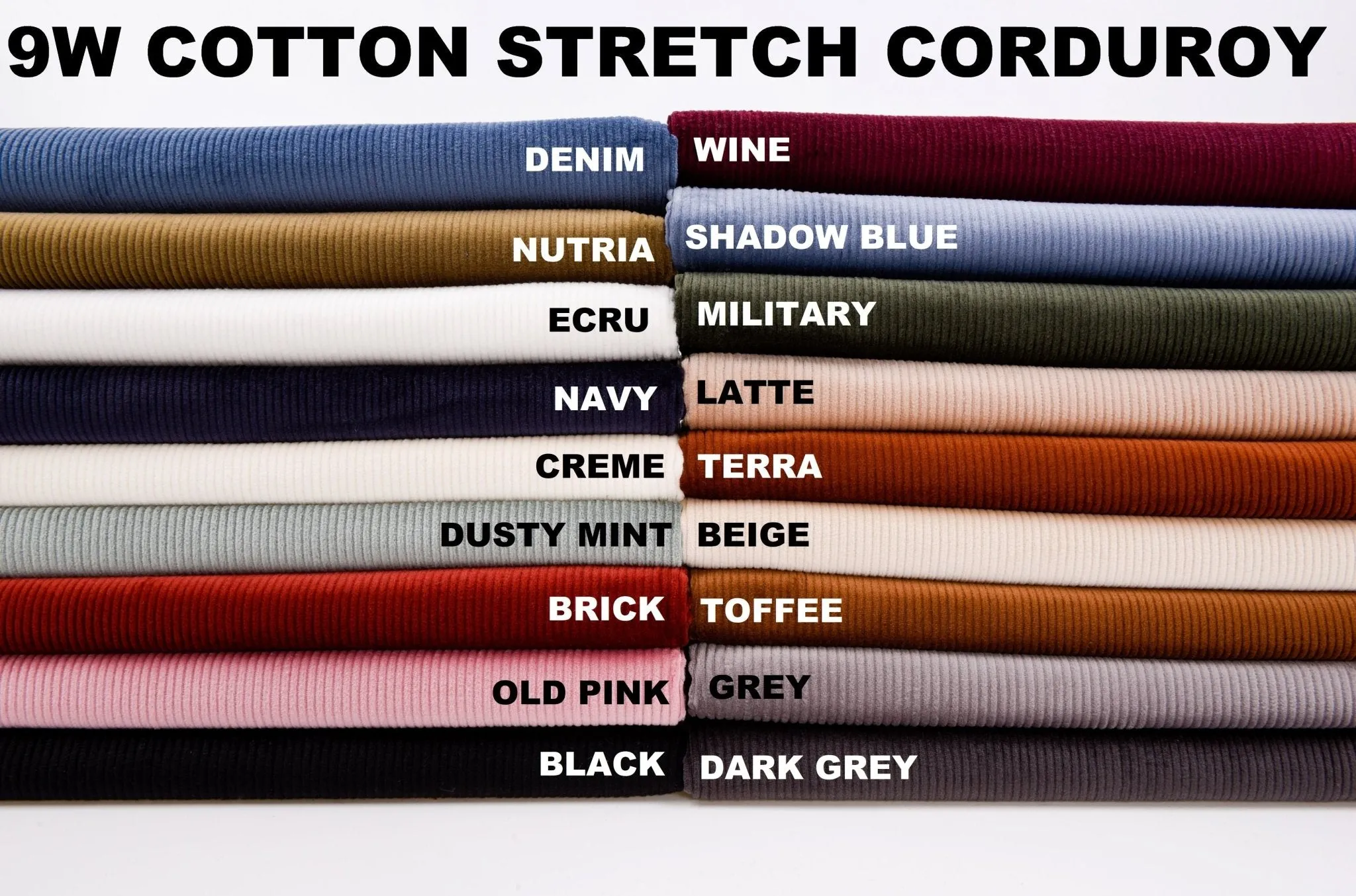 9W Cotton Stretch Corduroy Fabric