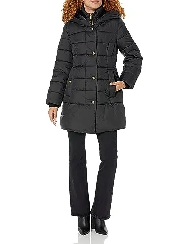 Anne Klein Women's Hooded Puffer, Black