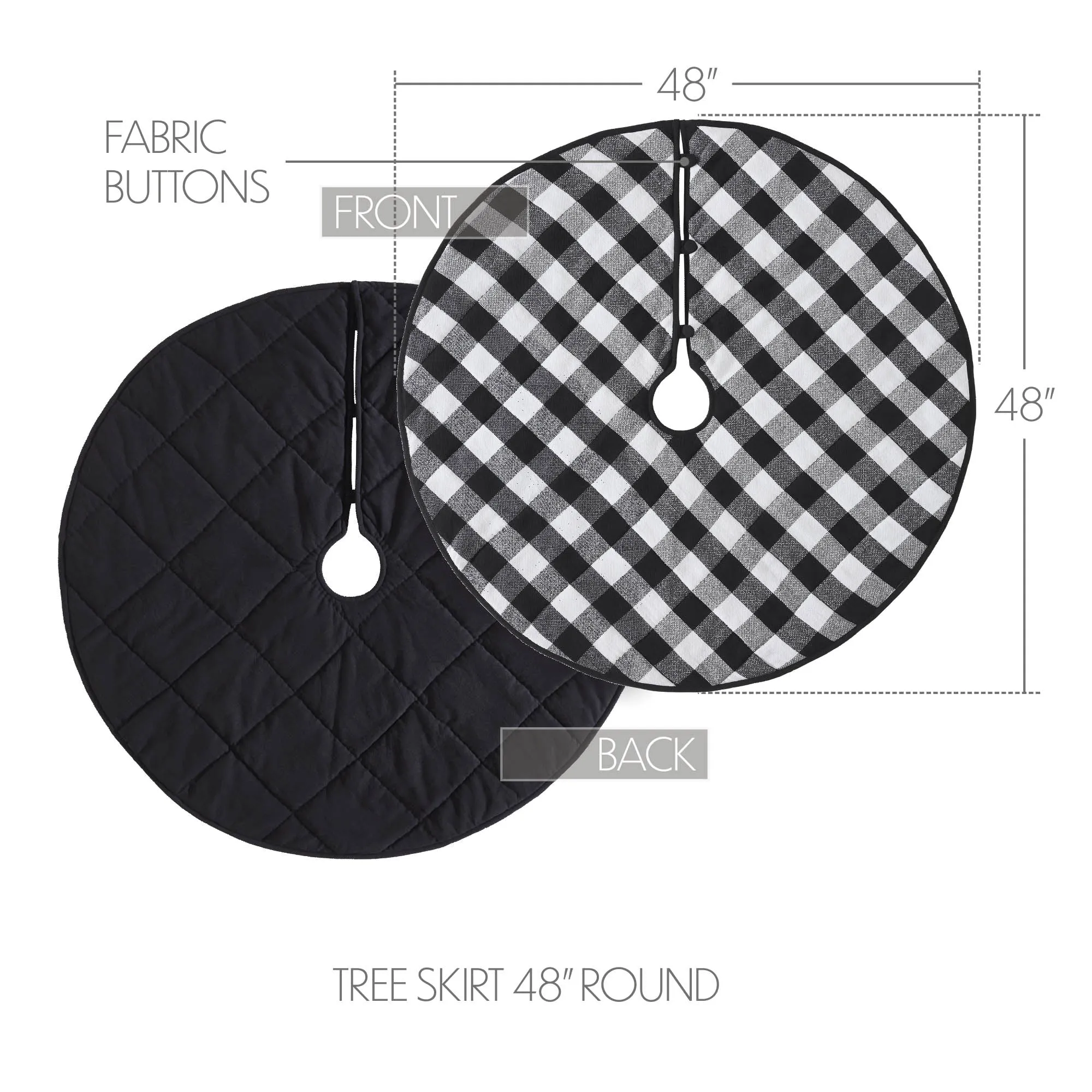 Annie Black Check Tree Skirt 48" VHC Brands