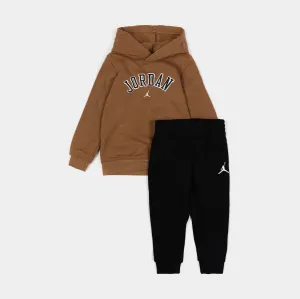 Arch Fleece Pullover and Jogger Preschool Set (Brown/Black)