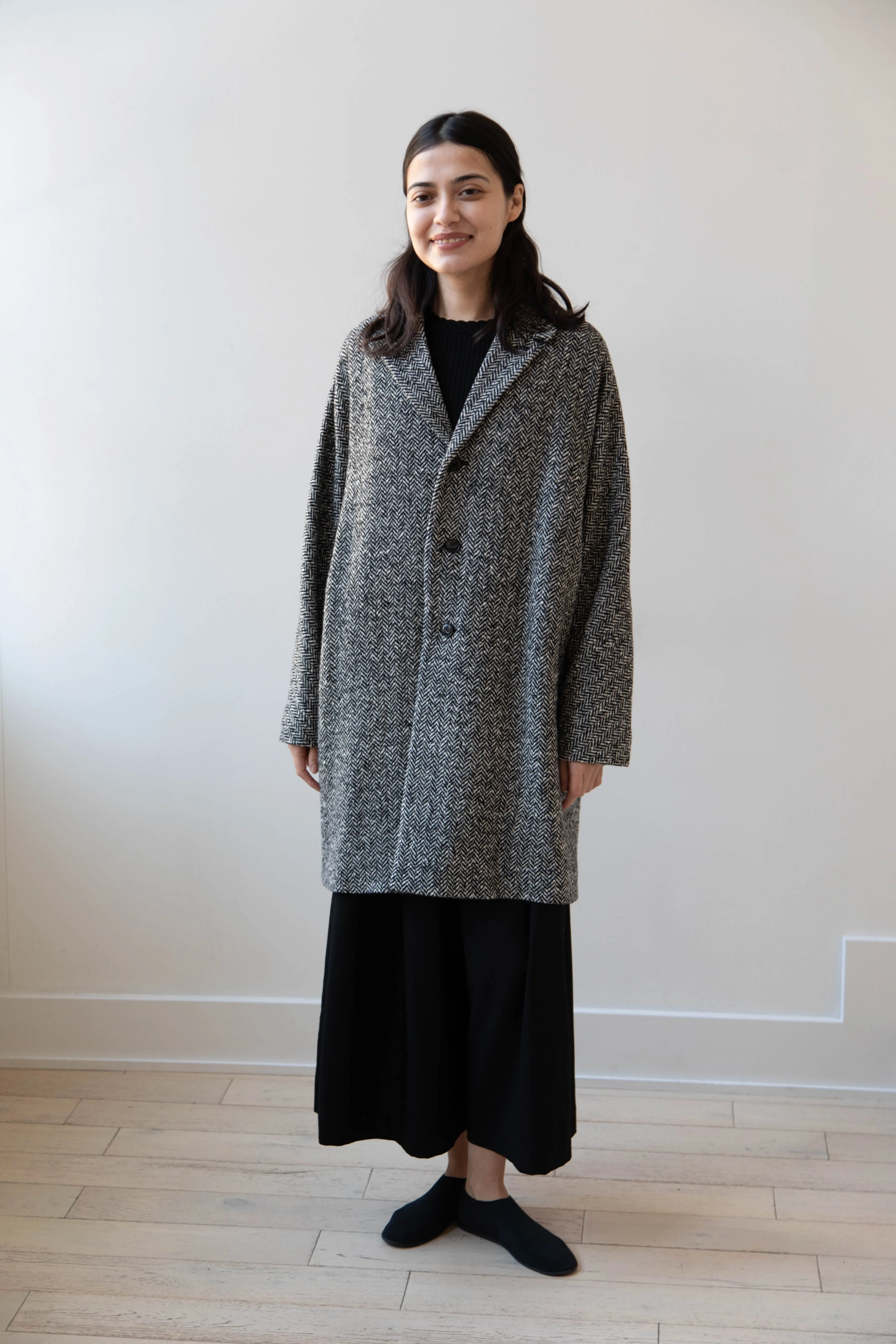 Arts & Science | Grandpa City Coat in Black Herringbone