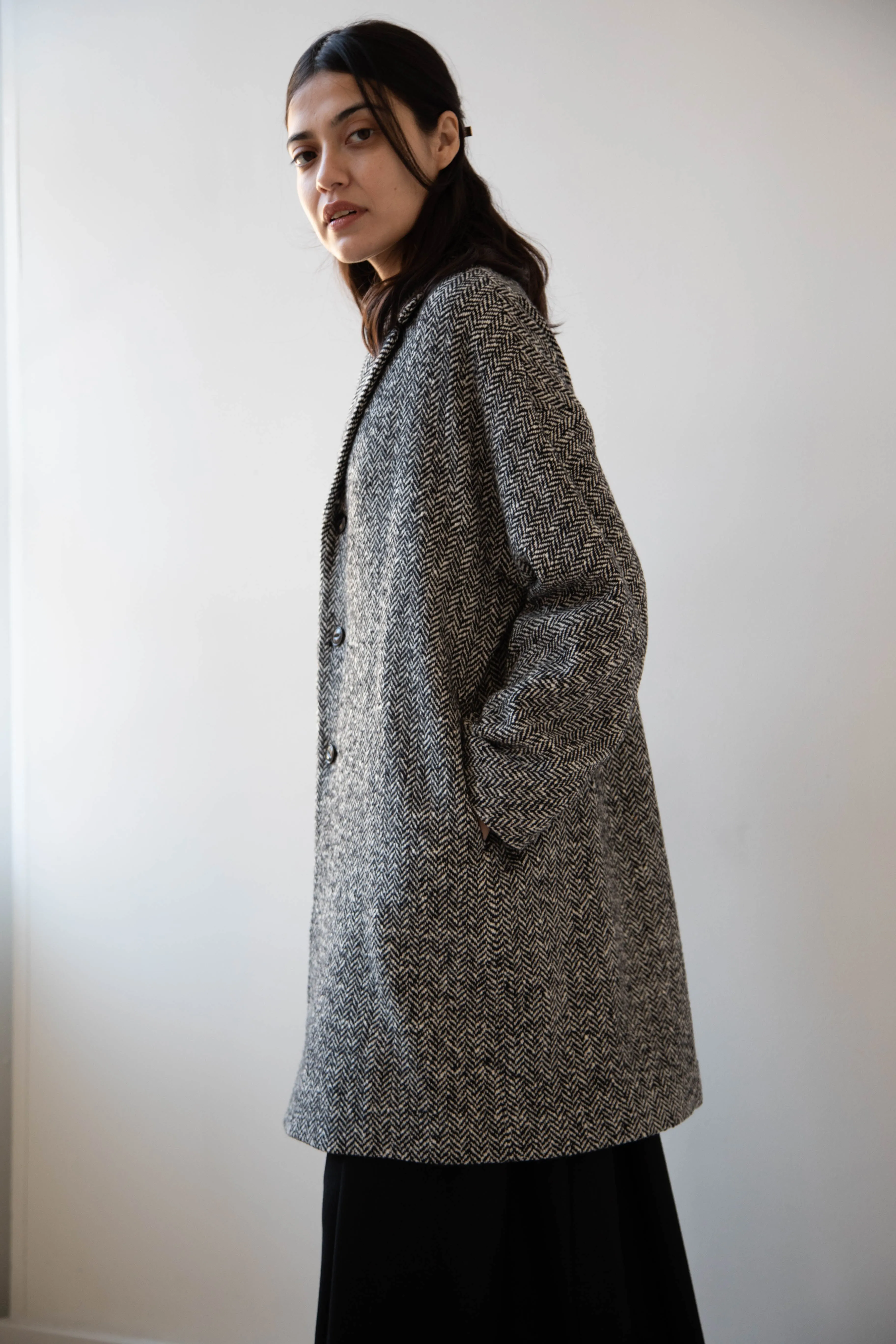 Arts & Science | Grandpa City Coat in Black Herringbone