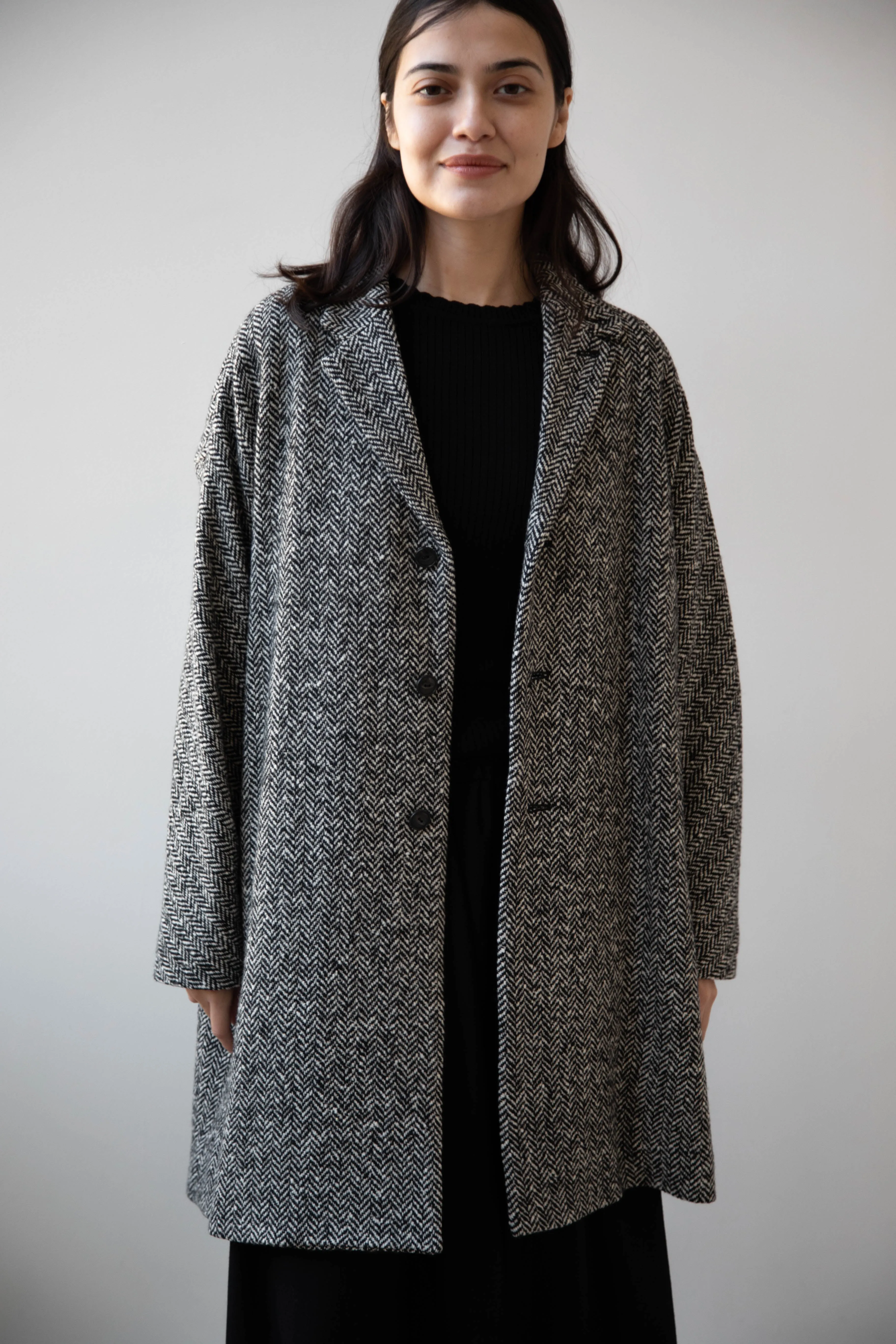 Arts & Science | Grandpa City Coat in Black Herringbone