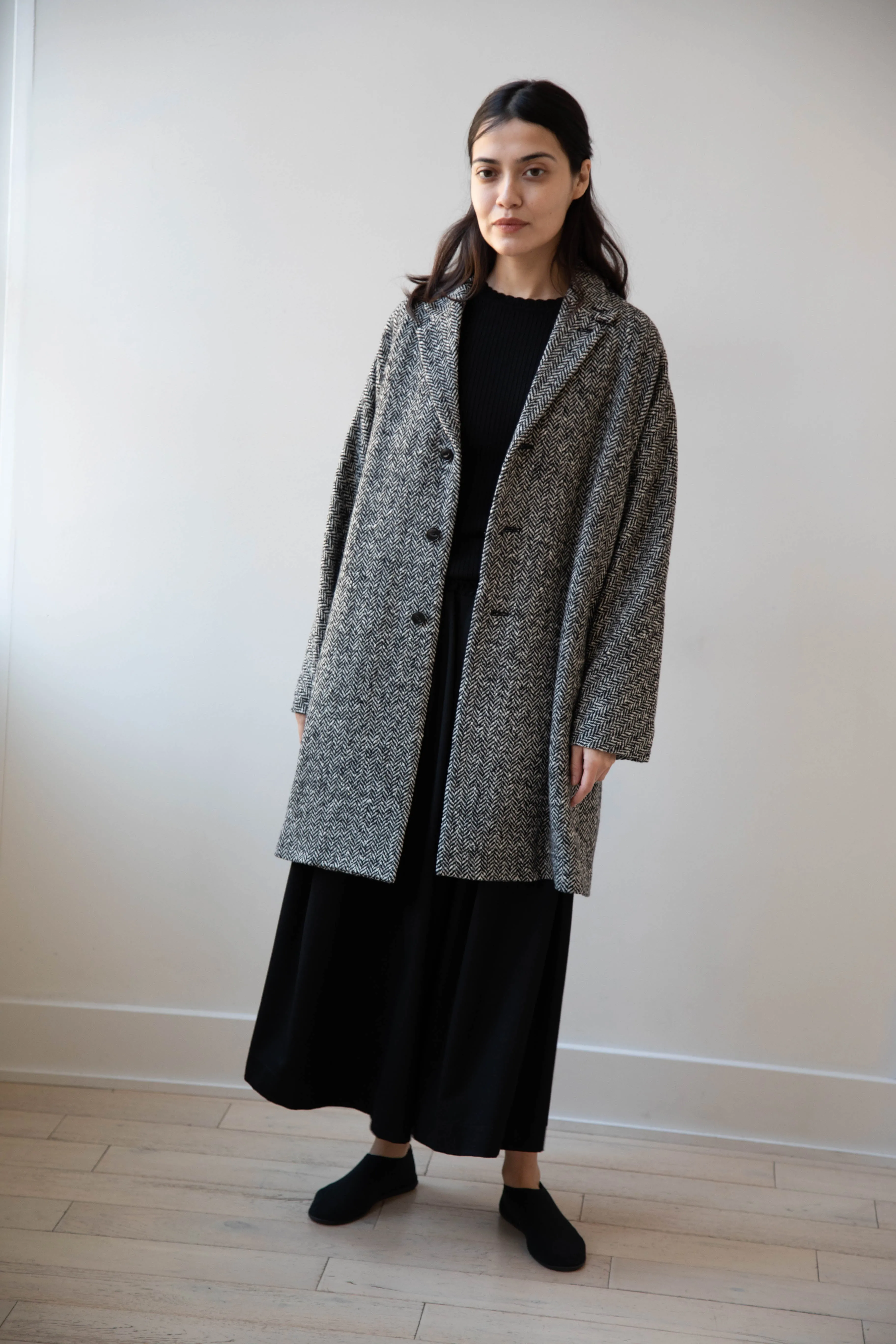 Arts & Science | Grandpa City Coat in Black Herringbone