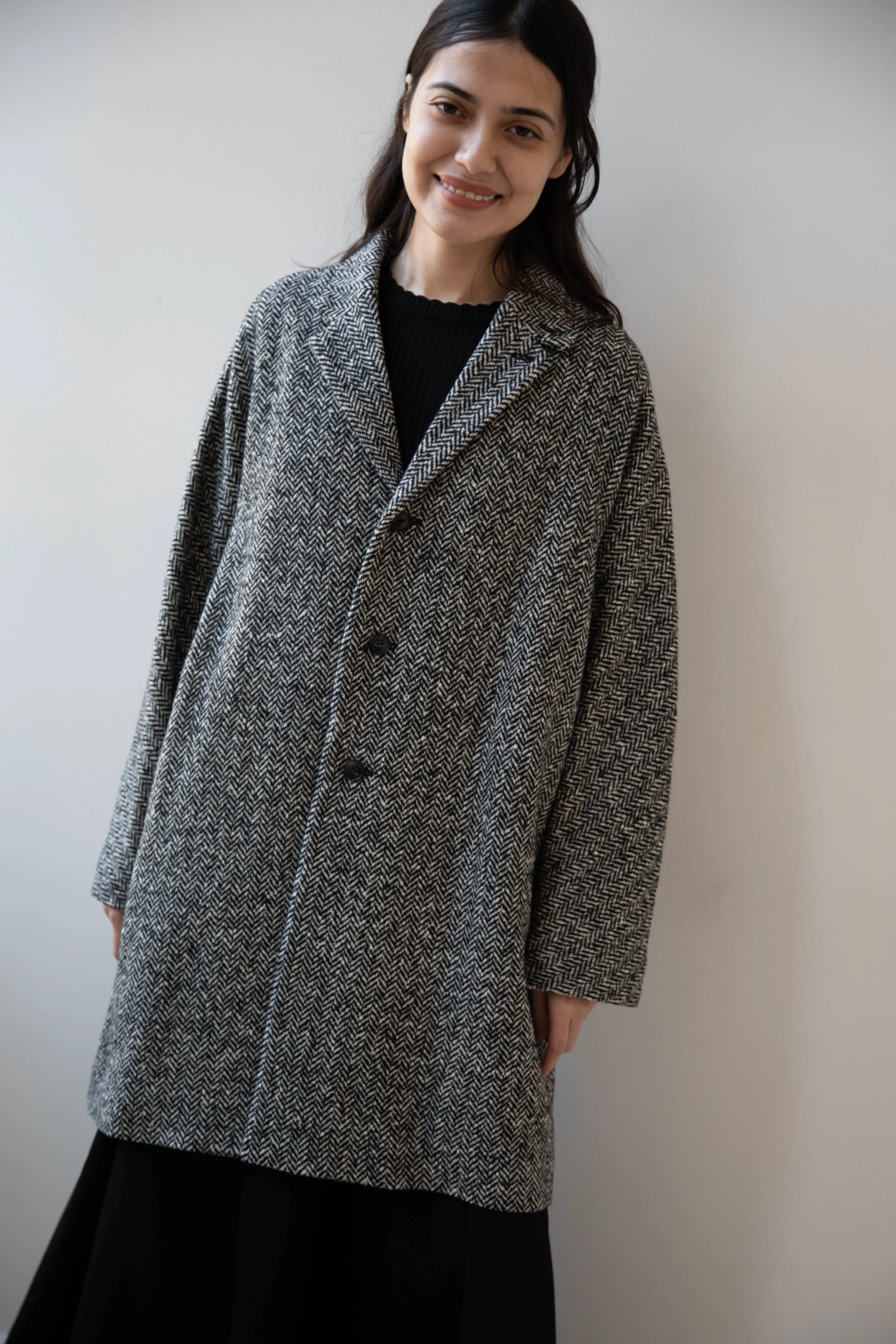 Arts & Science | Grandpa City Coat in Black Herringbone