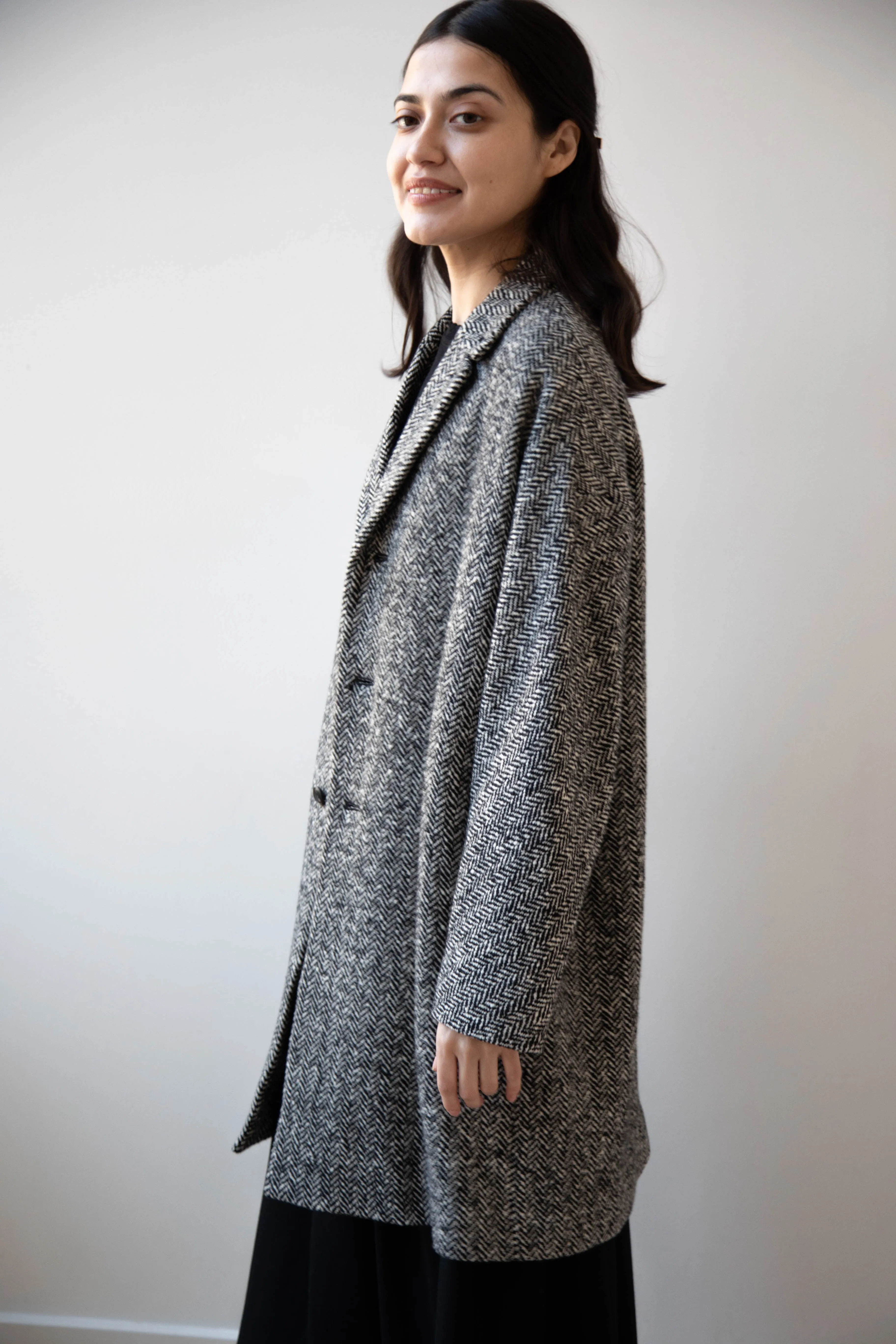 Arts & Science | Grandpa City Coat in Black Herringbone