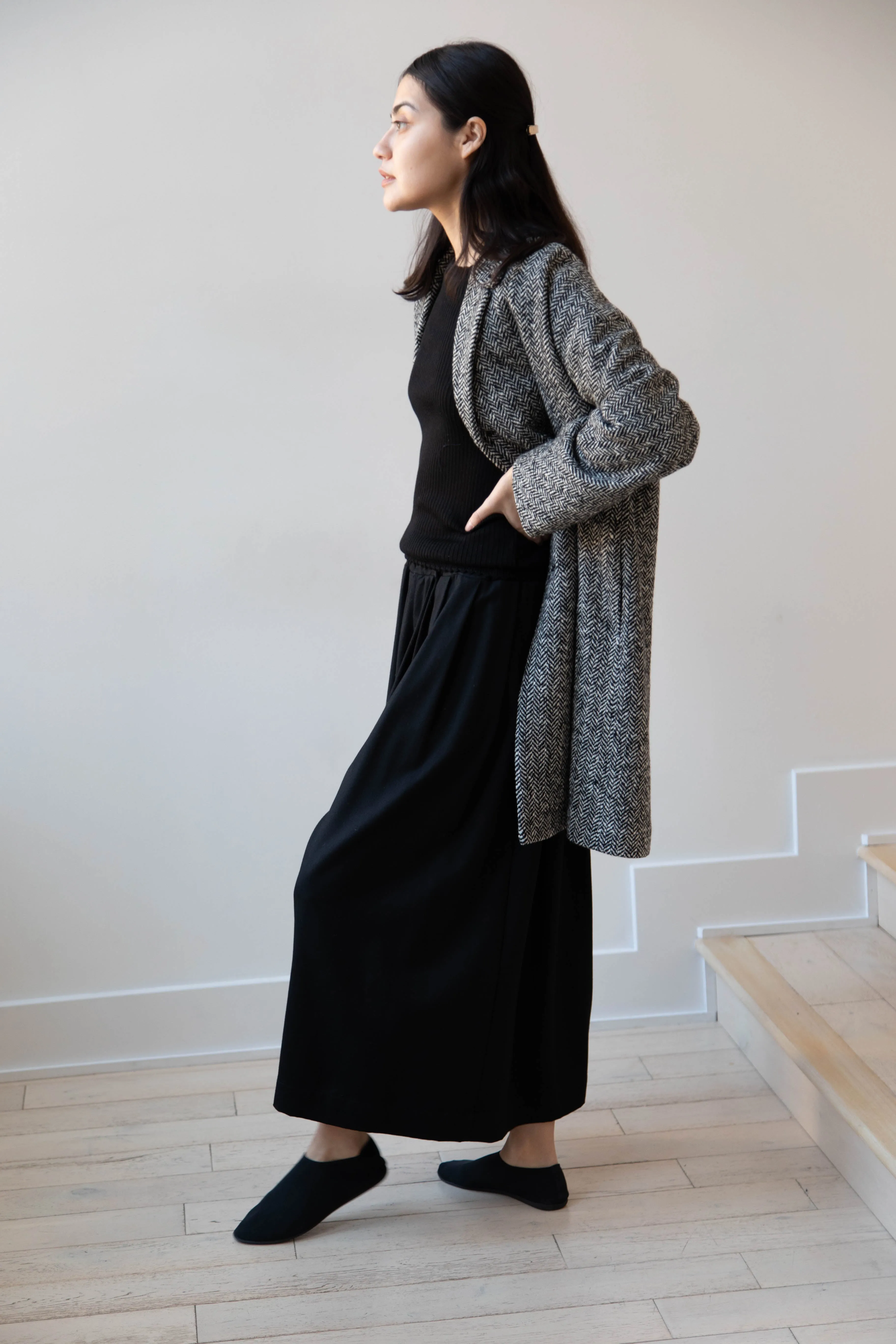 Arts & Science | Grandpa City Coat in Black Herringbone