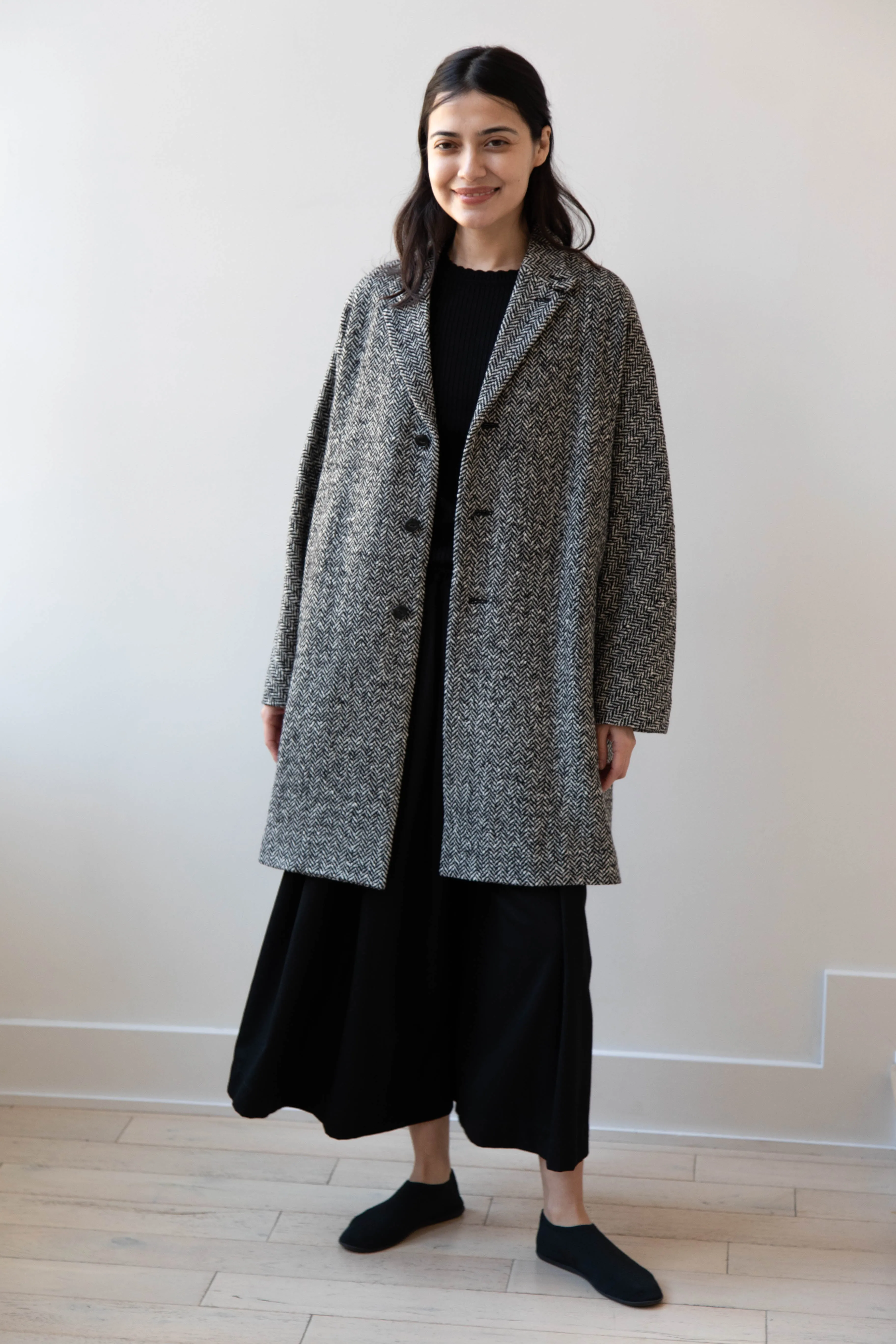 Arts & Science | Grandpa City Coat in Black Herringbone