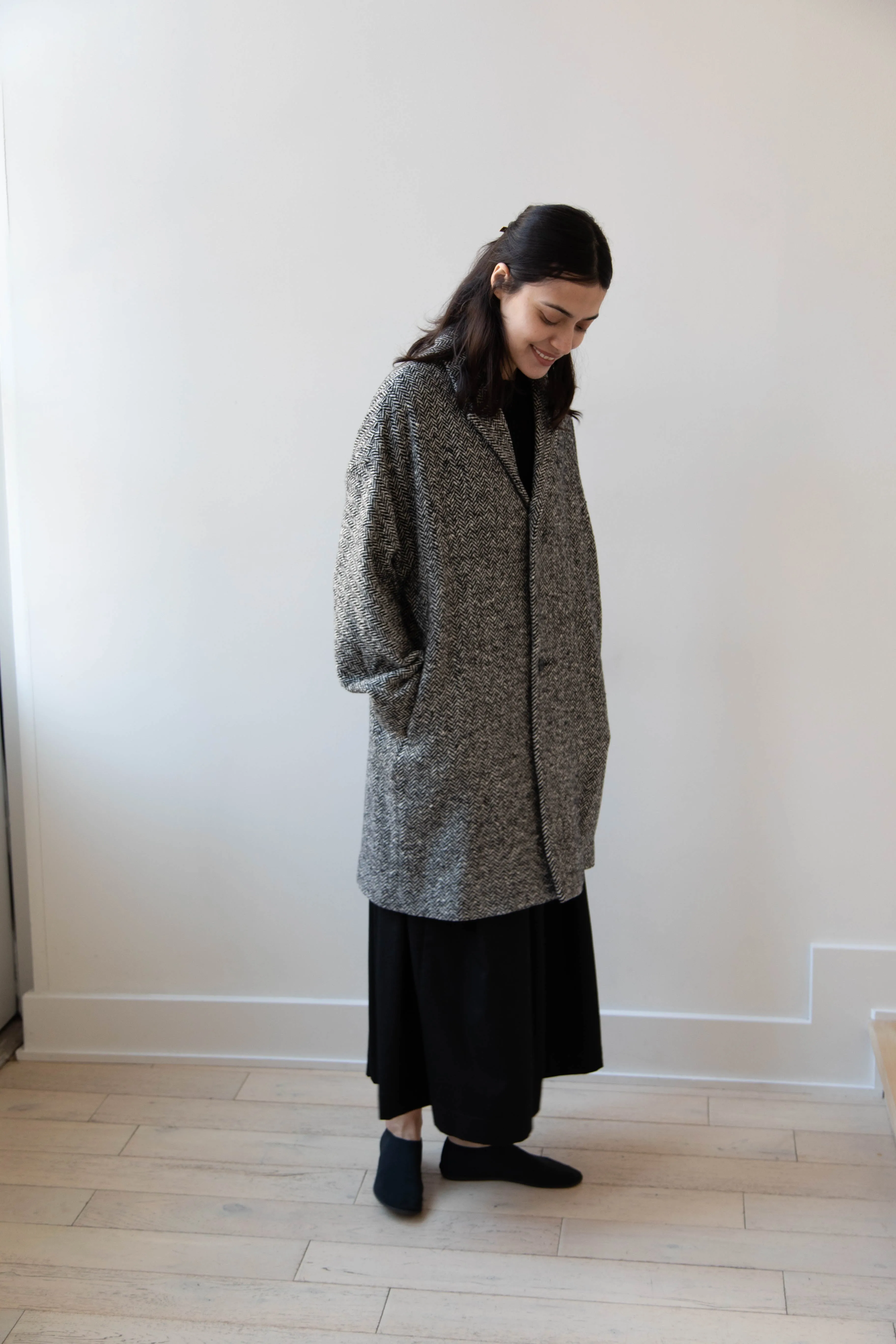 Arts & Science | Grandpa City Coat in Black Herringbone