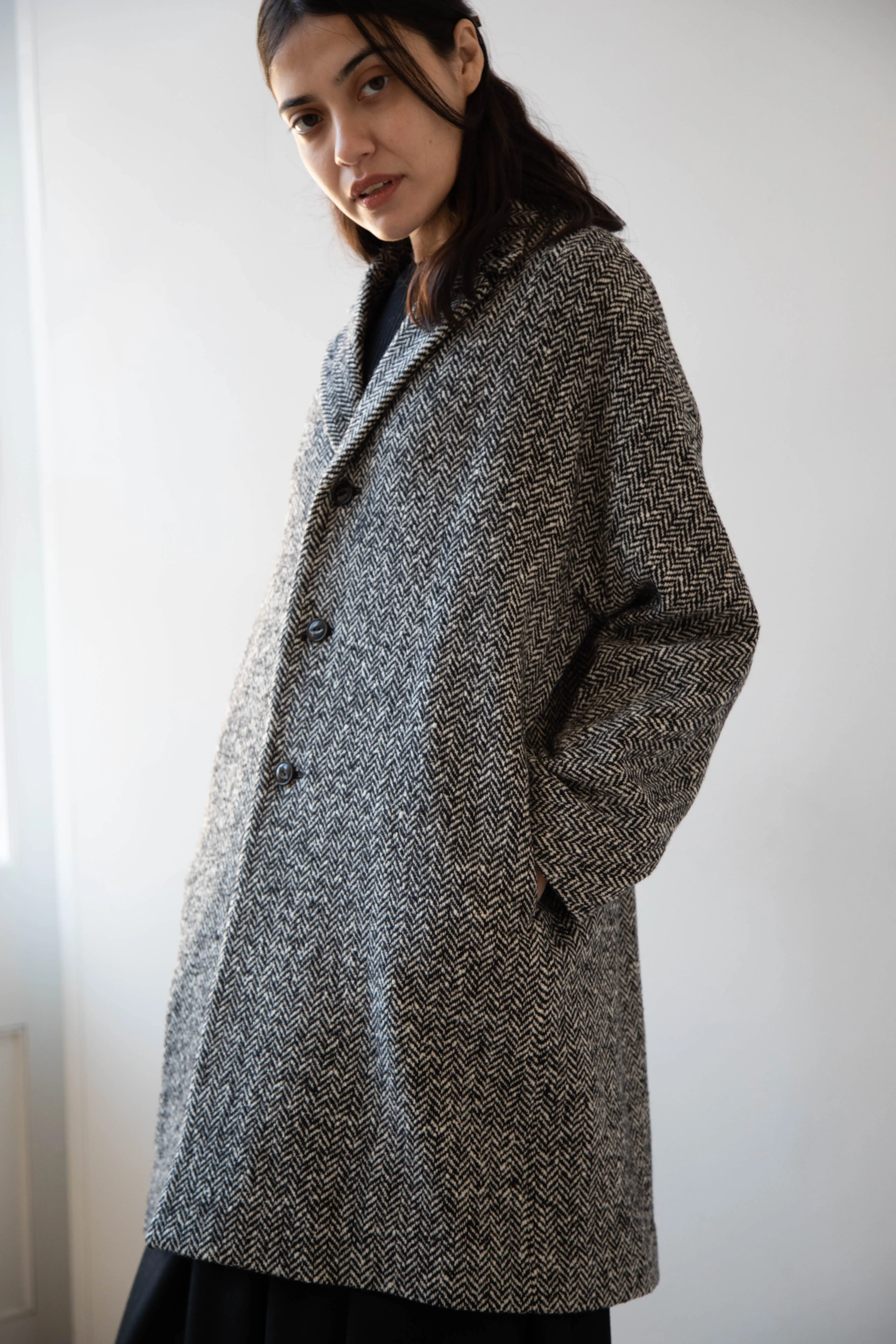 Arts & Science | Grandpa City Coat in Black Herringbone