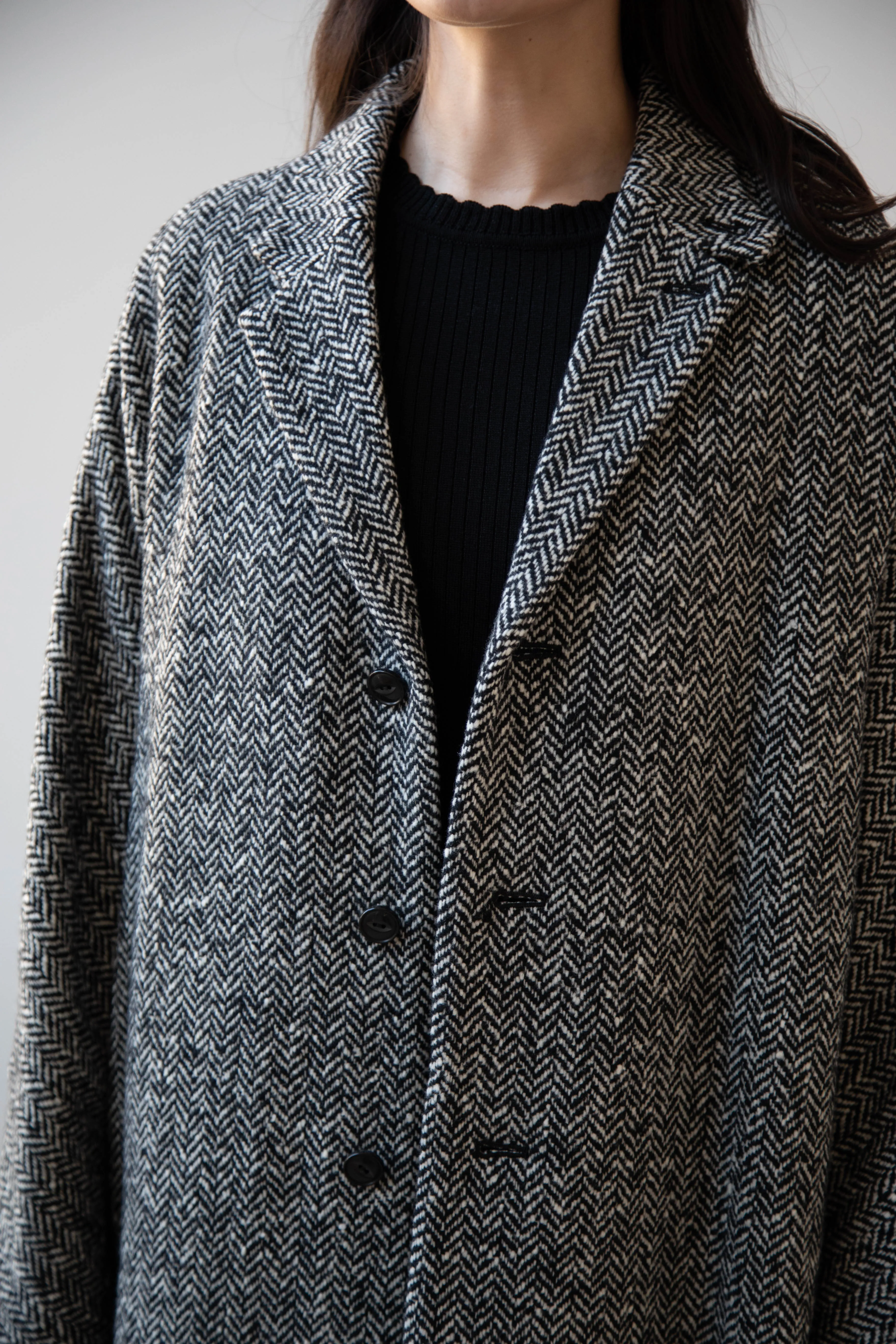 Arts & Science | Grandpa City Coat in Black Herringbone