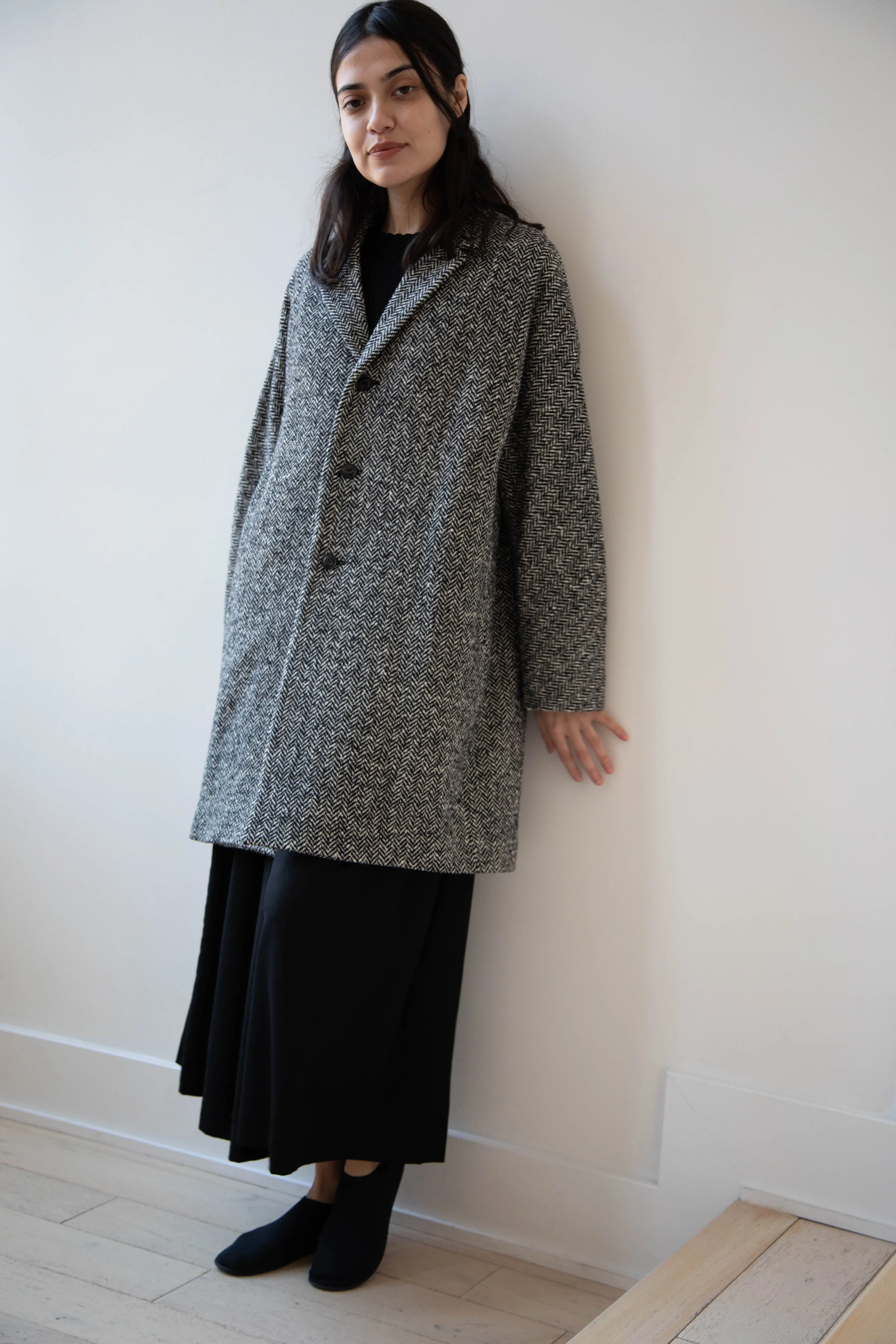 Arts & Science | Grandpa City Coat in Black Herringbone