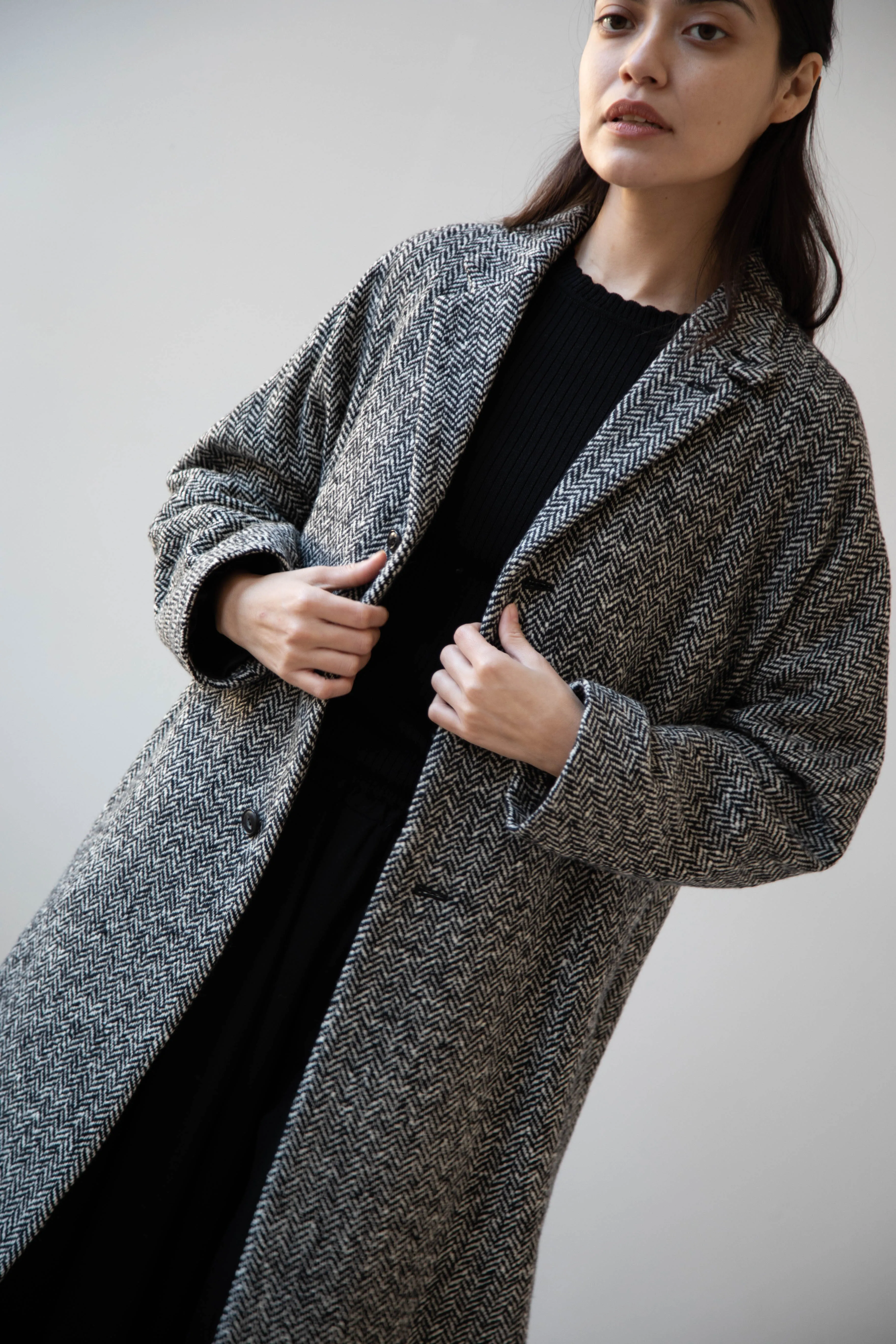 Arts & Science | Grandpa City Coat in Black Herringbone