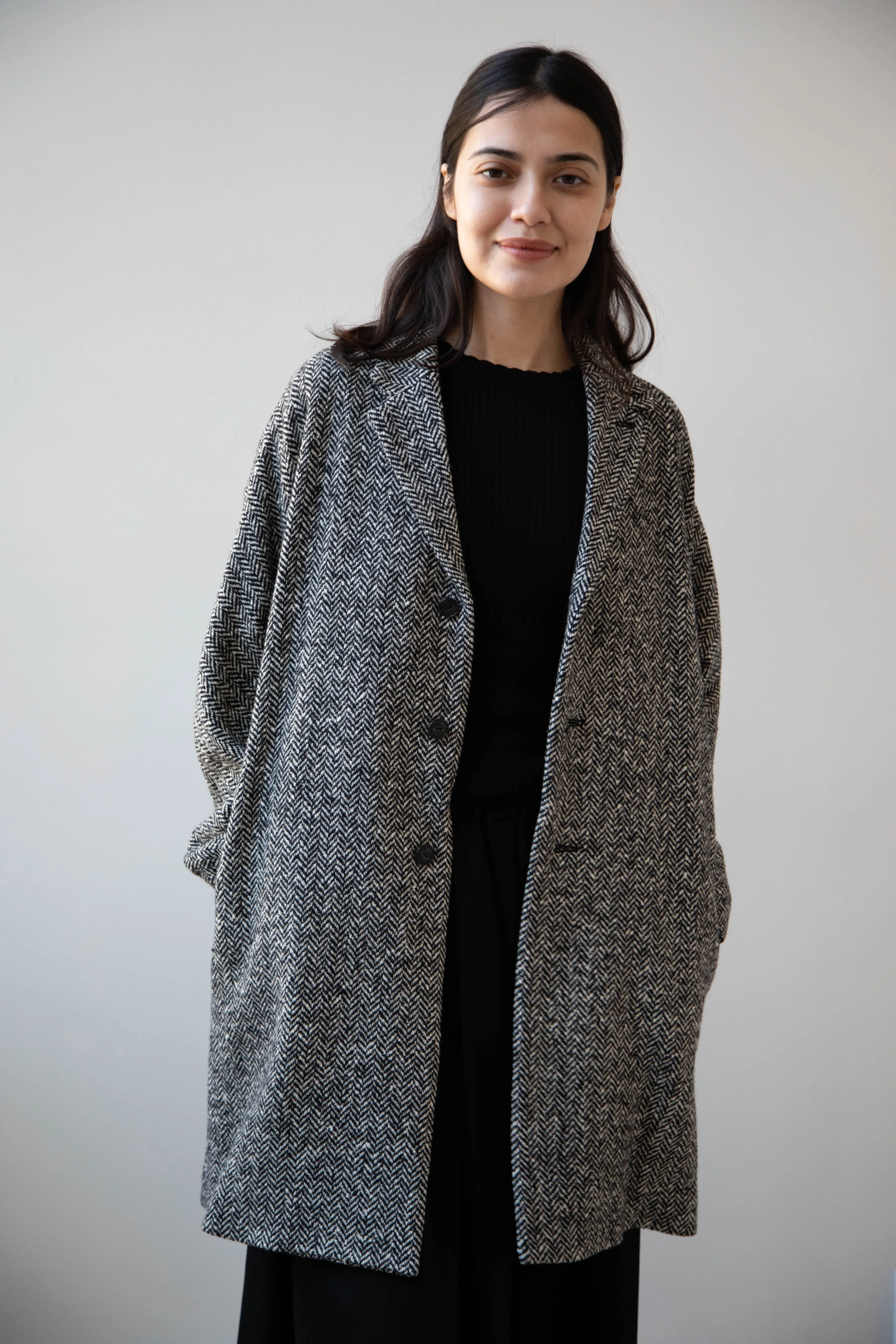 Arts & Science | Grandpa City Coat in Black Herringbone