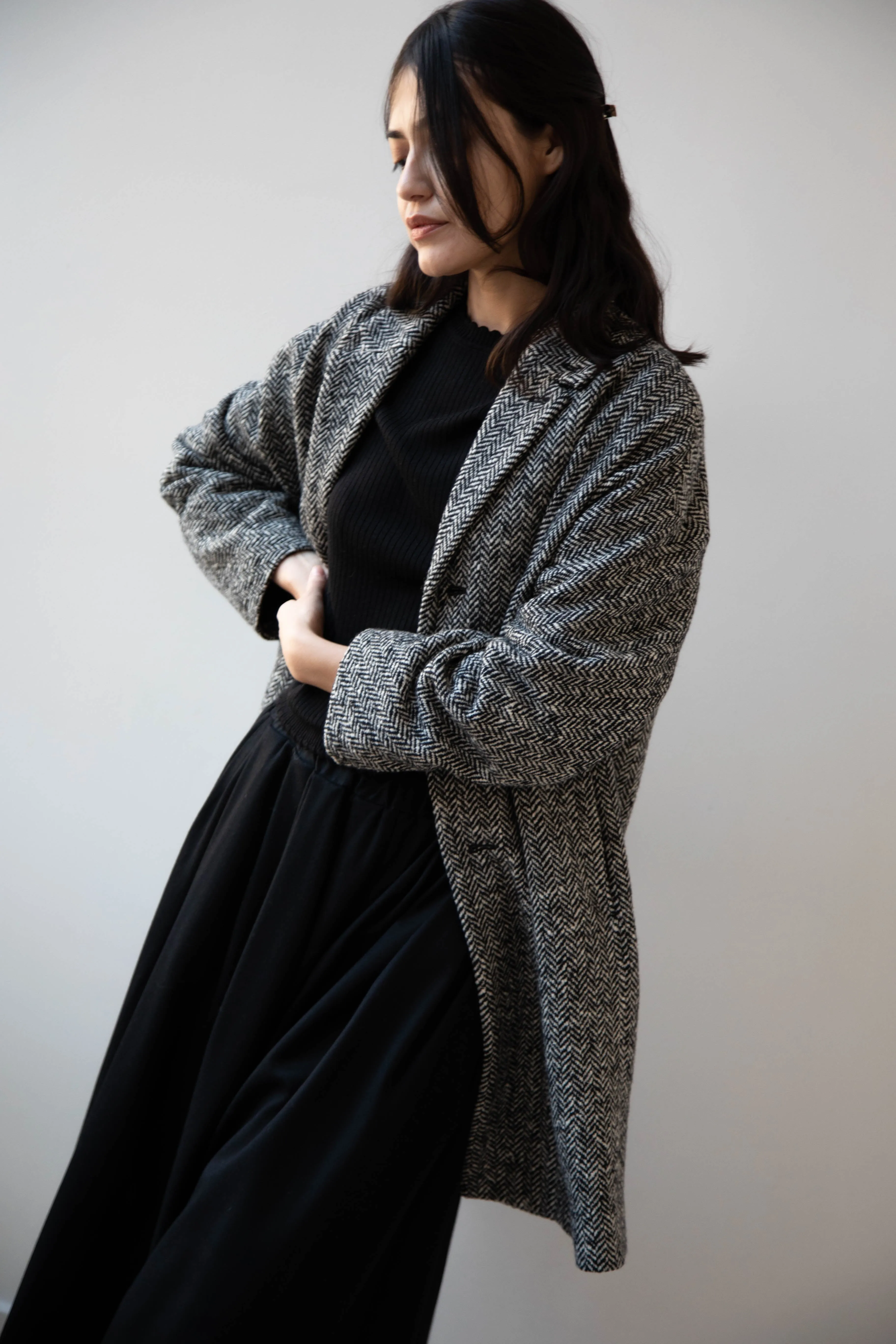 Arts & Science | Grandpa City Coat in Black Herringbone