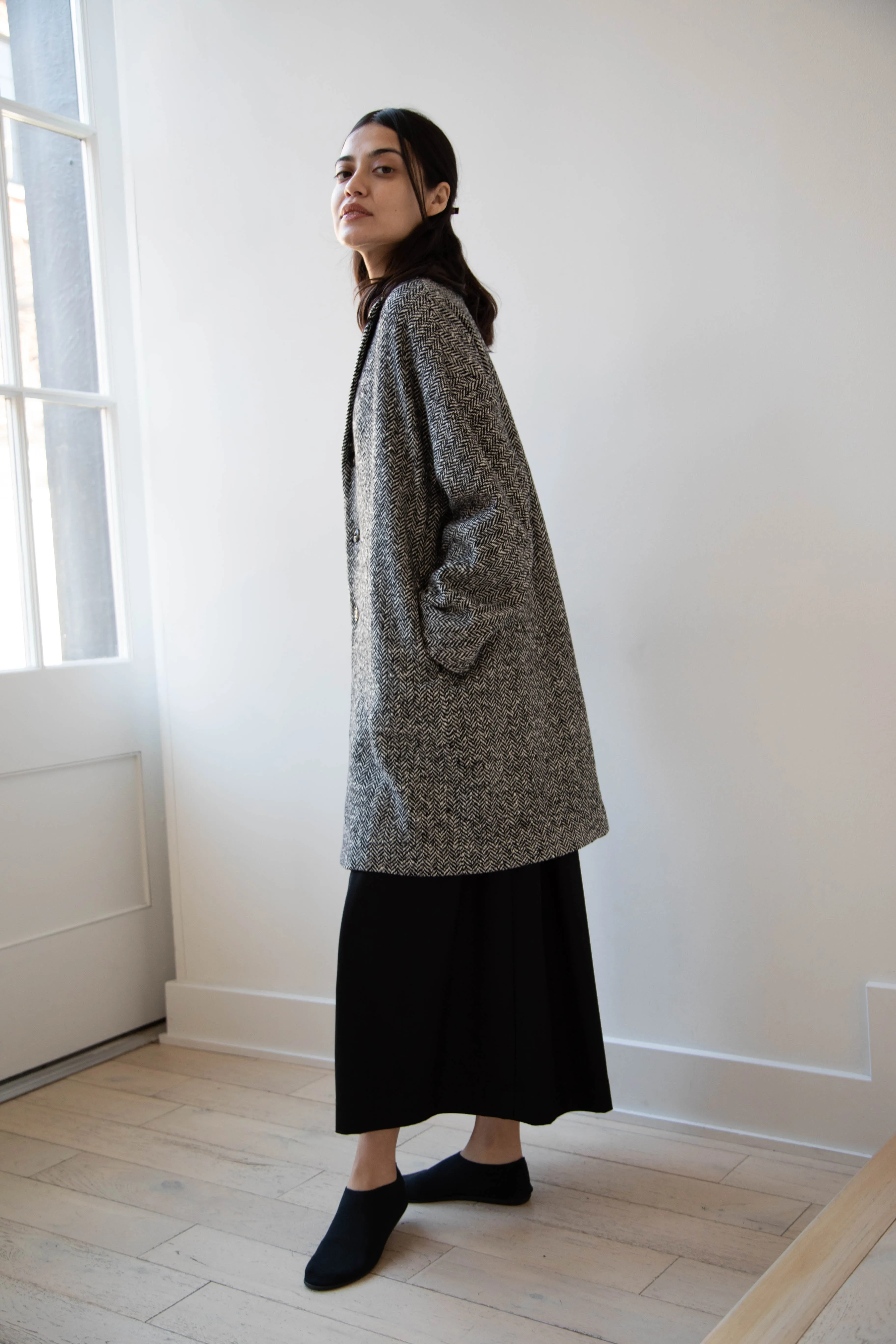 Arts & Science | Grandpa City Coat in Black Herringbone