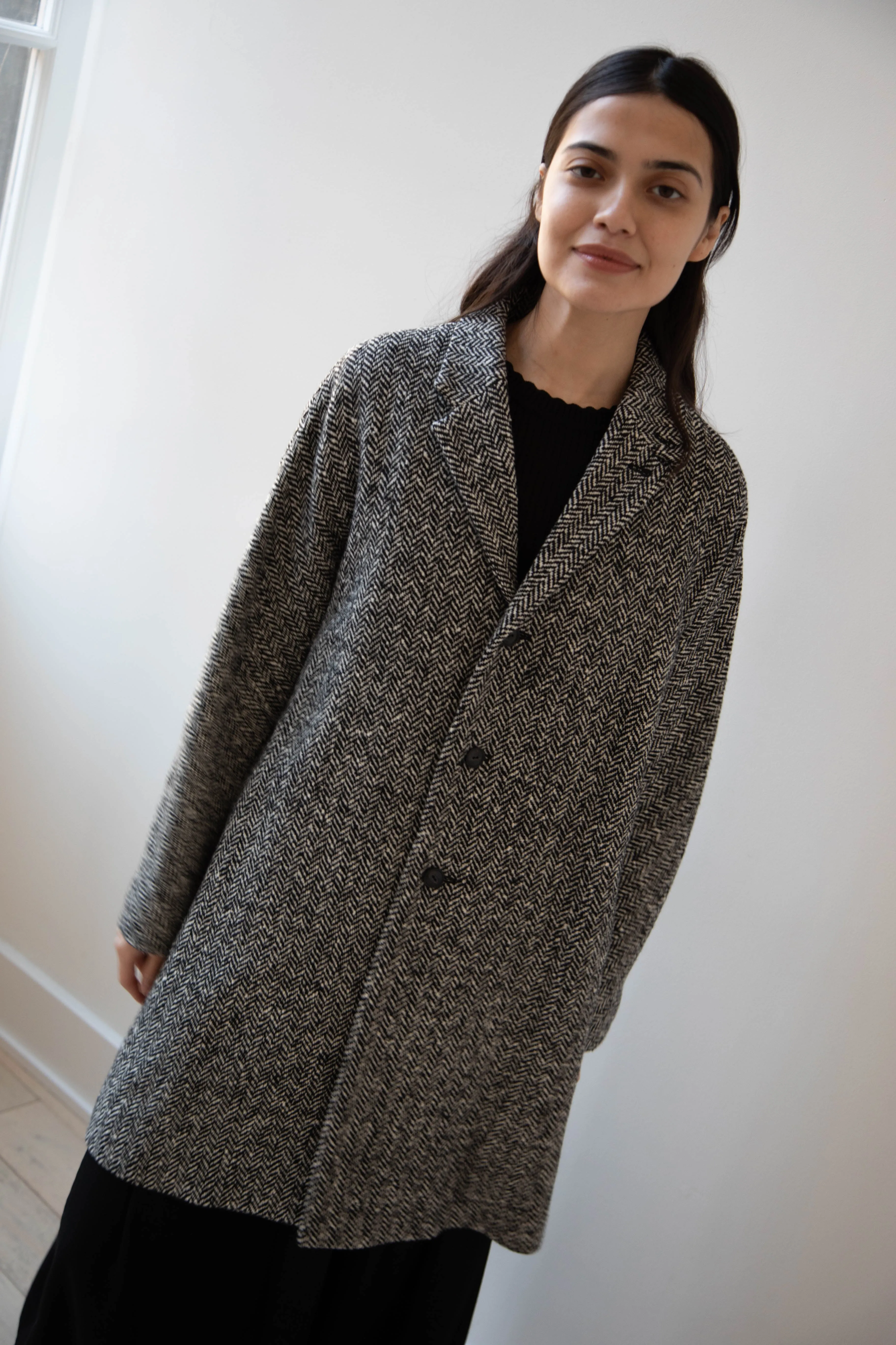 Arts & Science | Grandpa City Coat in Black Herringbone