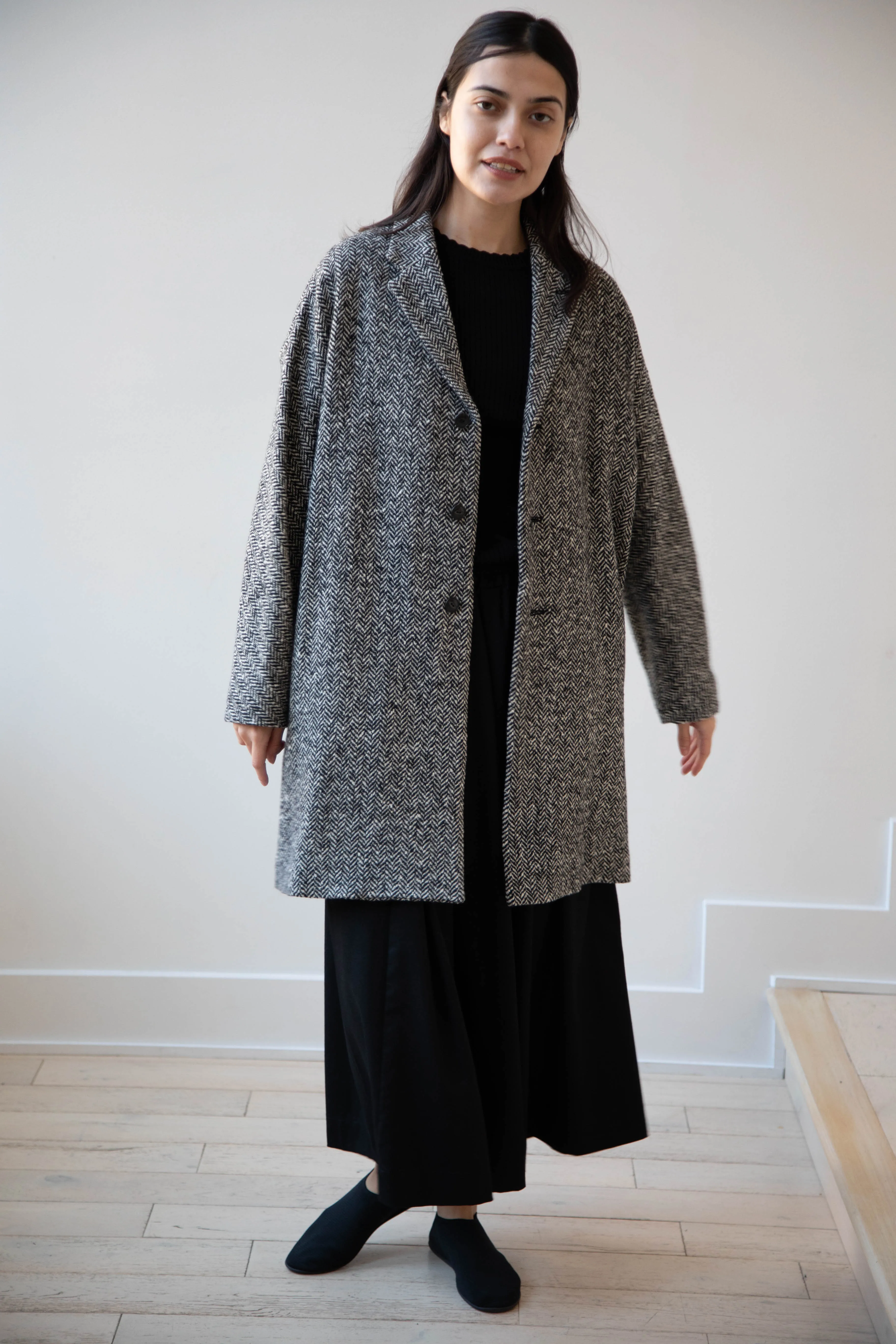 Arts & Science | Grandpa City Coat in Black Herringbone