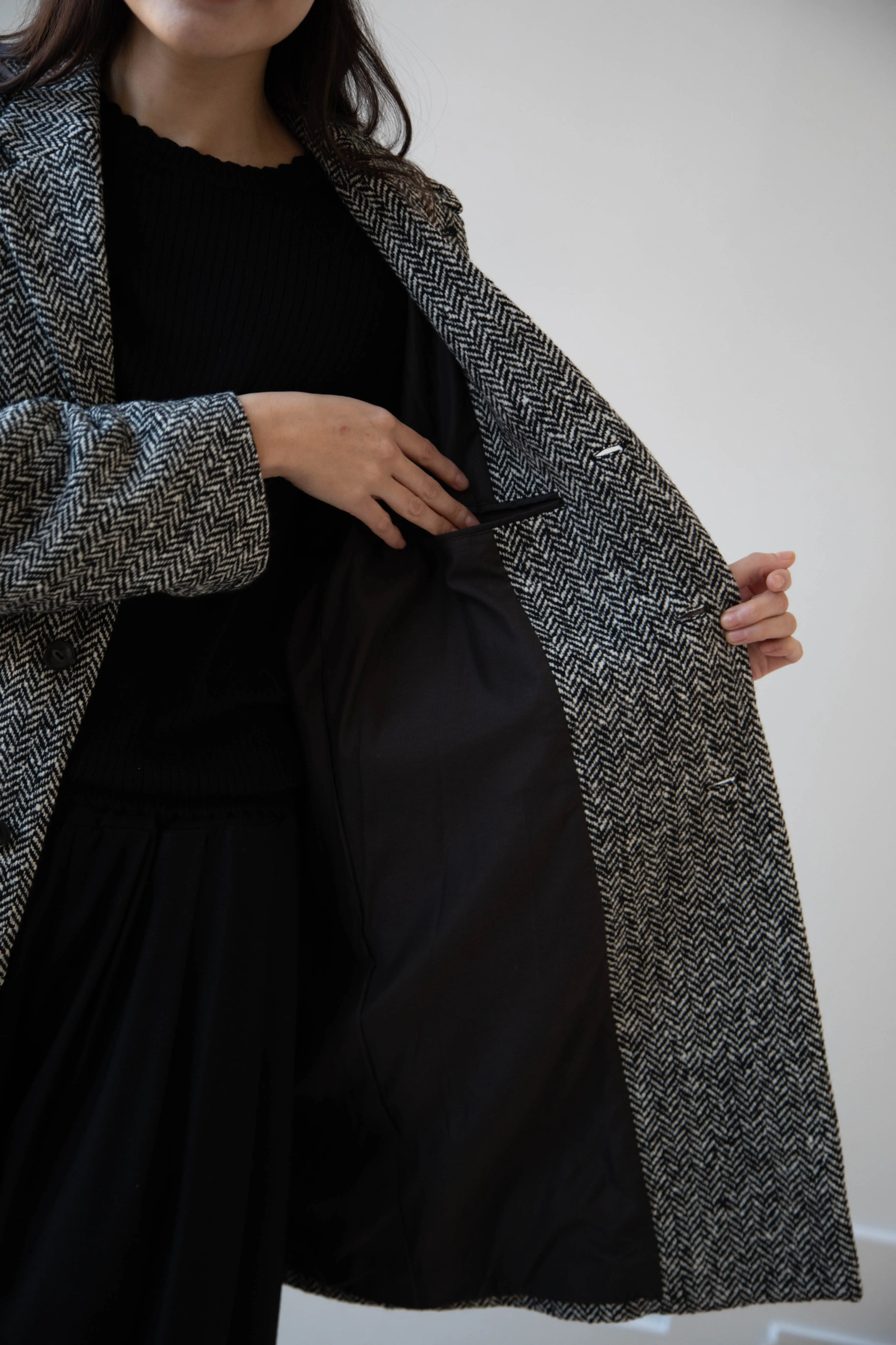 Arts & Science | Grandpa City Coat in Black Herringbone