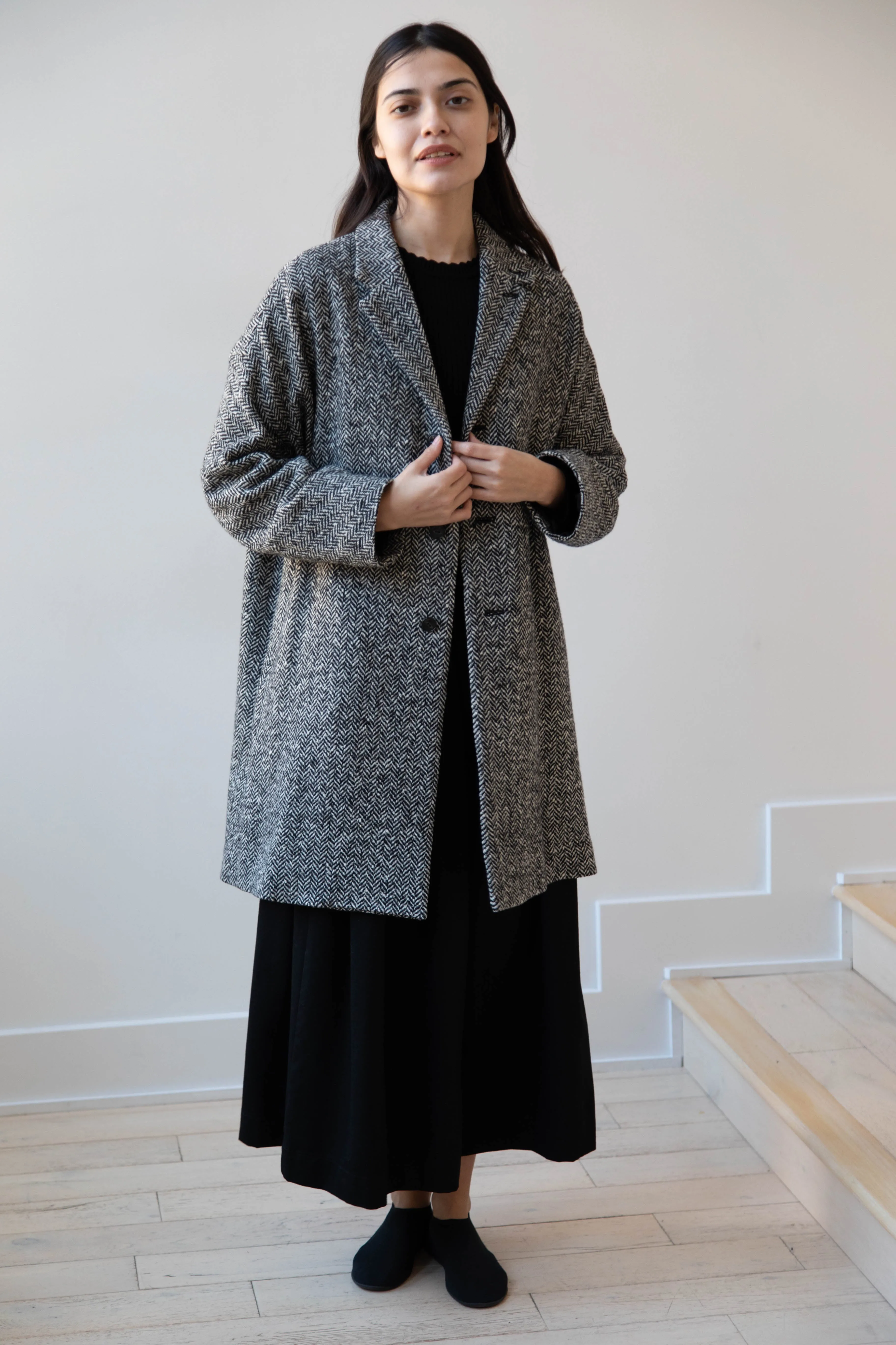 Arts & Science | Grandpa City Coat in Black Herringbone