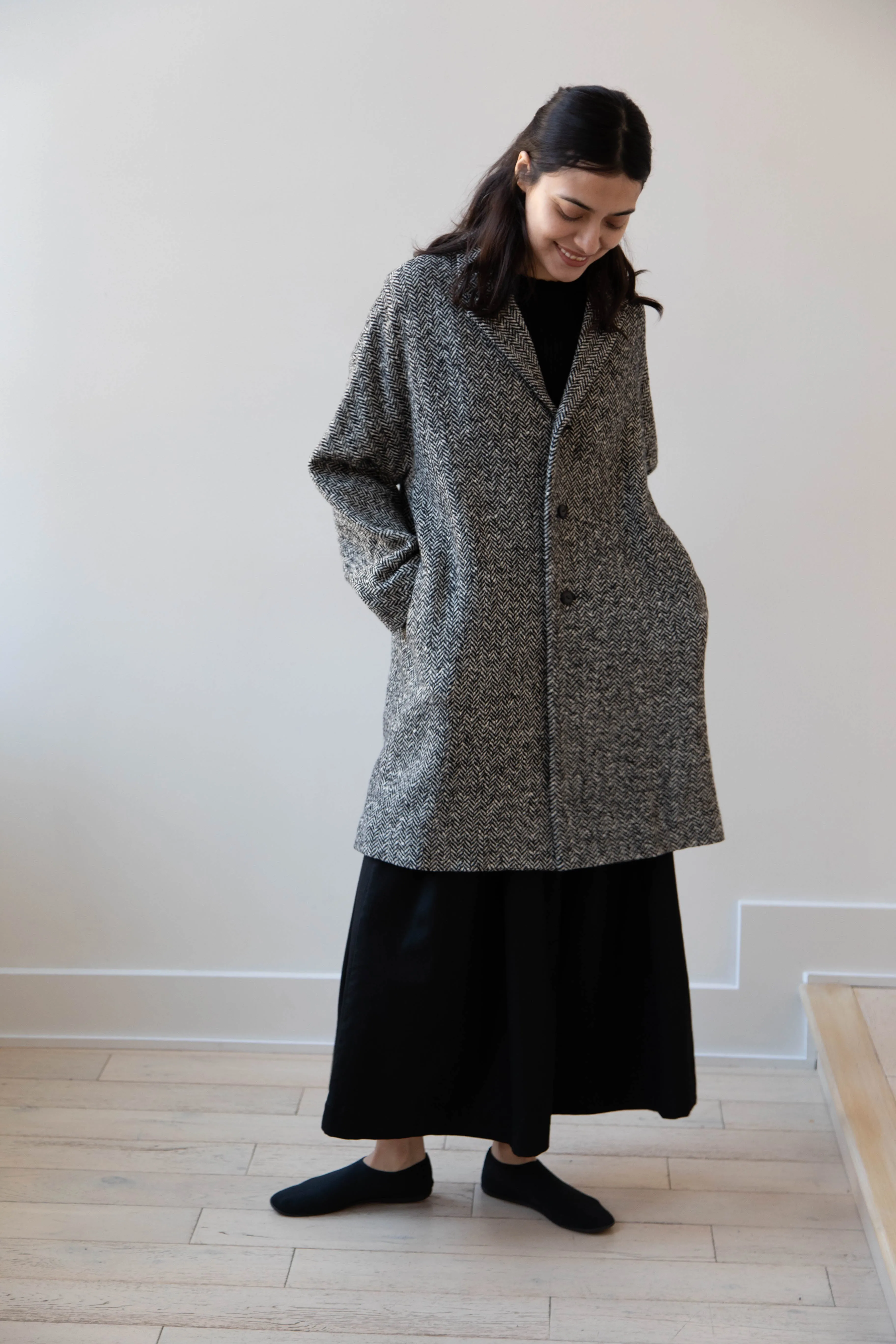 Arts & Science | Grandpa City Coat in Black Herringbone