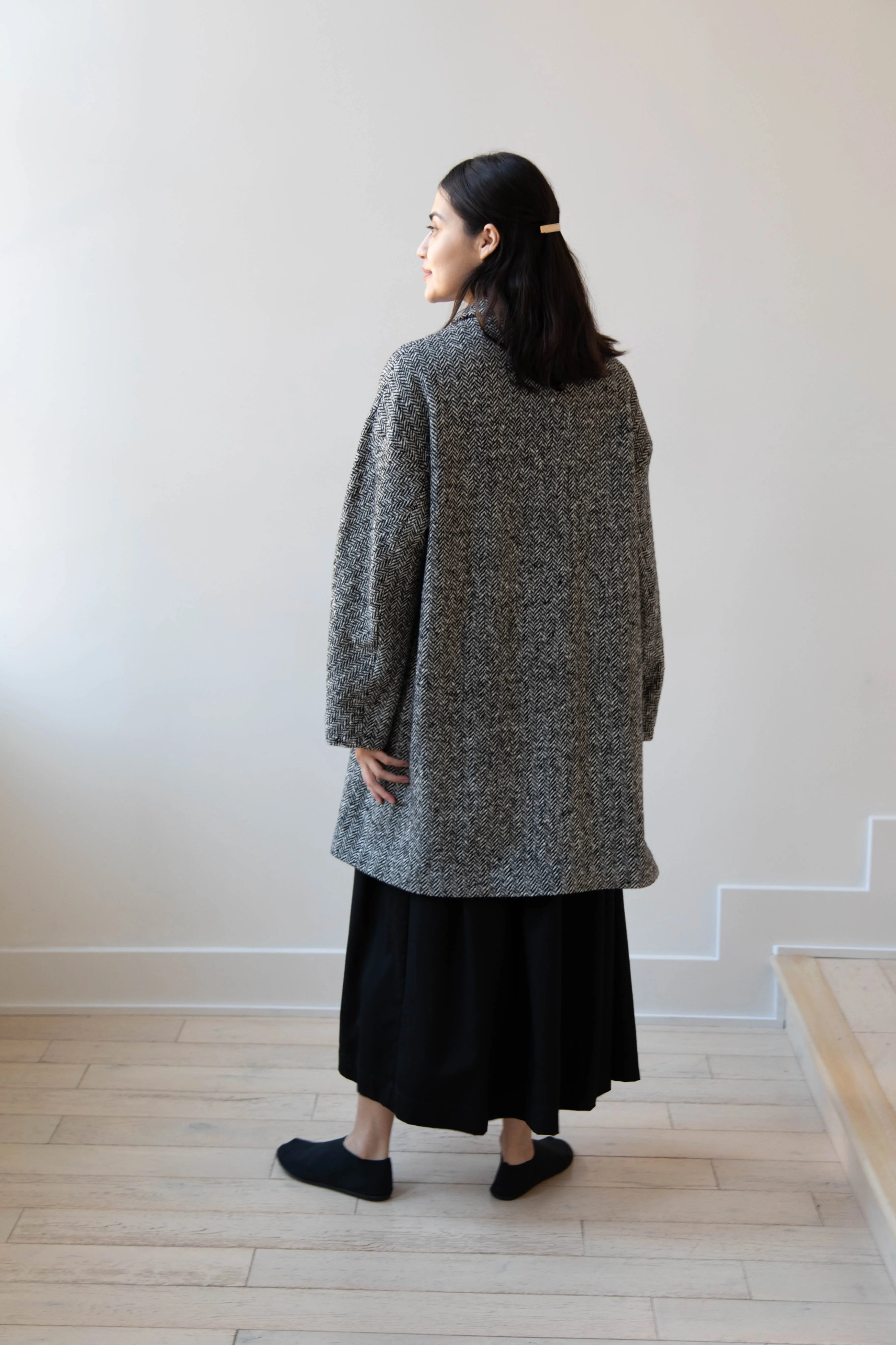 Arts & Science | Grandpa City Coat in Black Herringbone