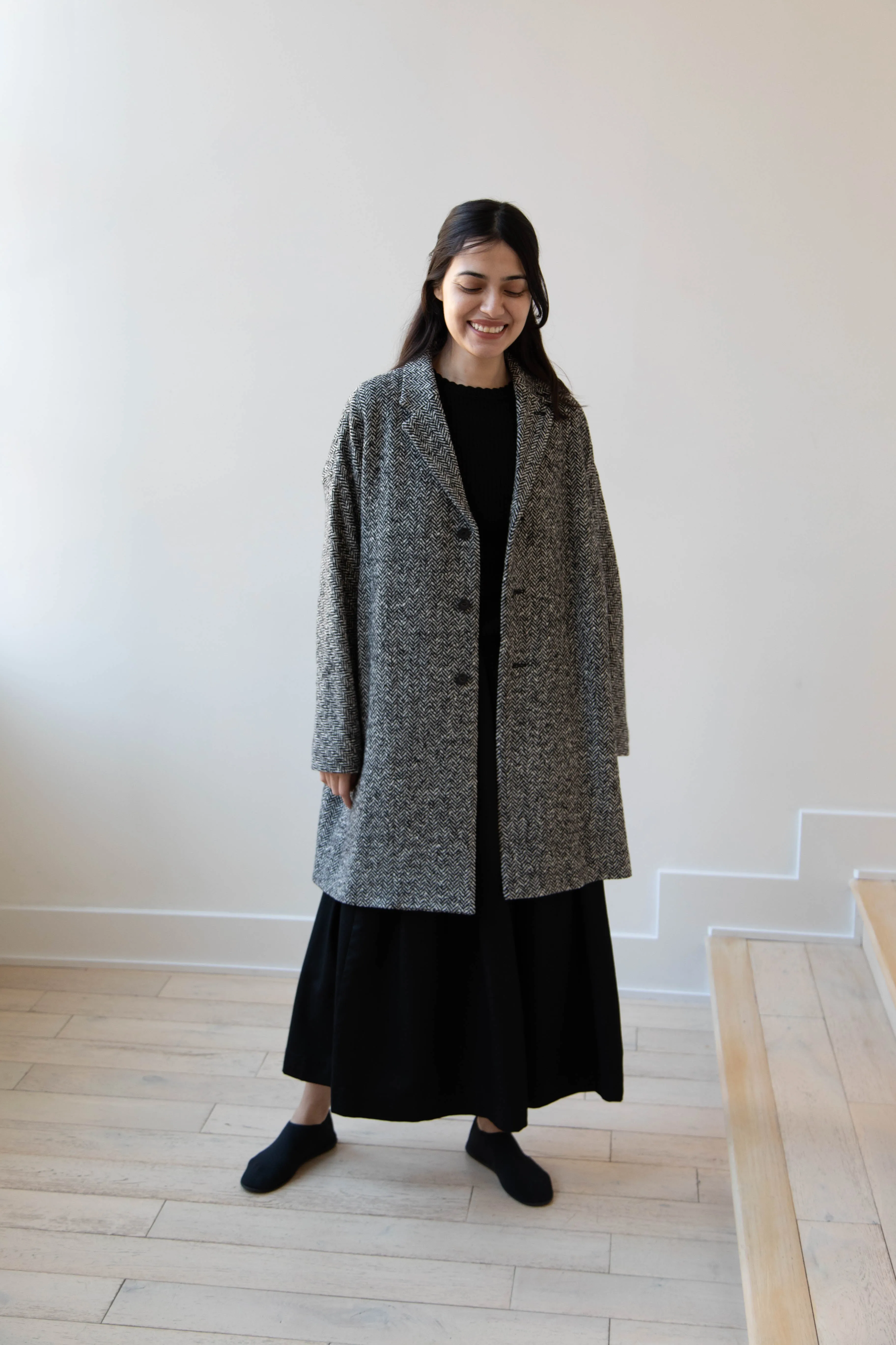 Arts & Science | Grandpa City Coat in Black Herringbone