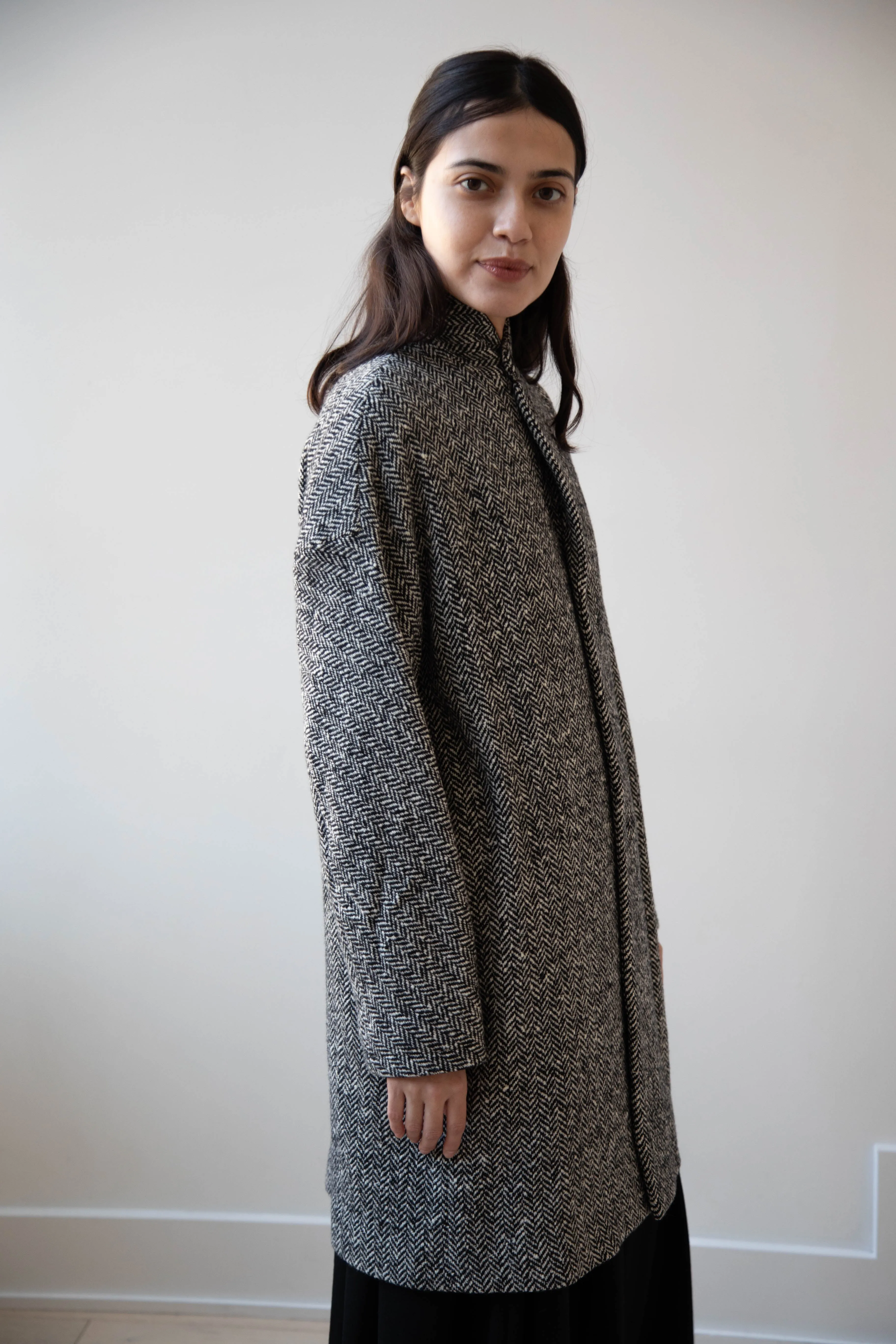 Arts & Science | Grandpa City Coat in Black Herringbone