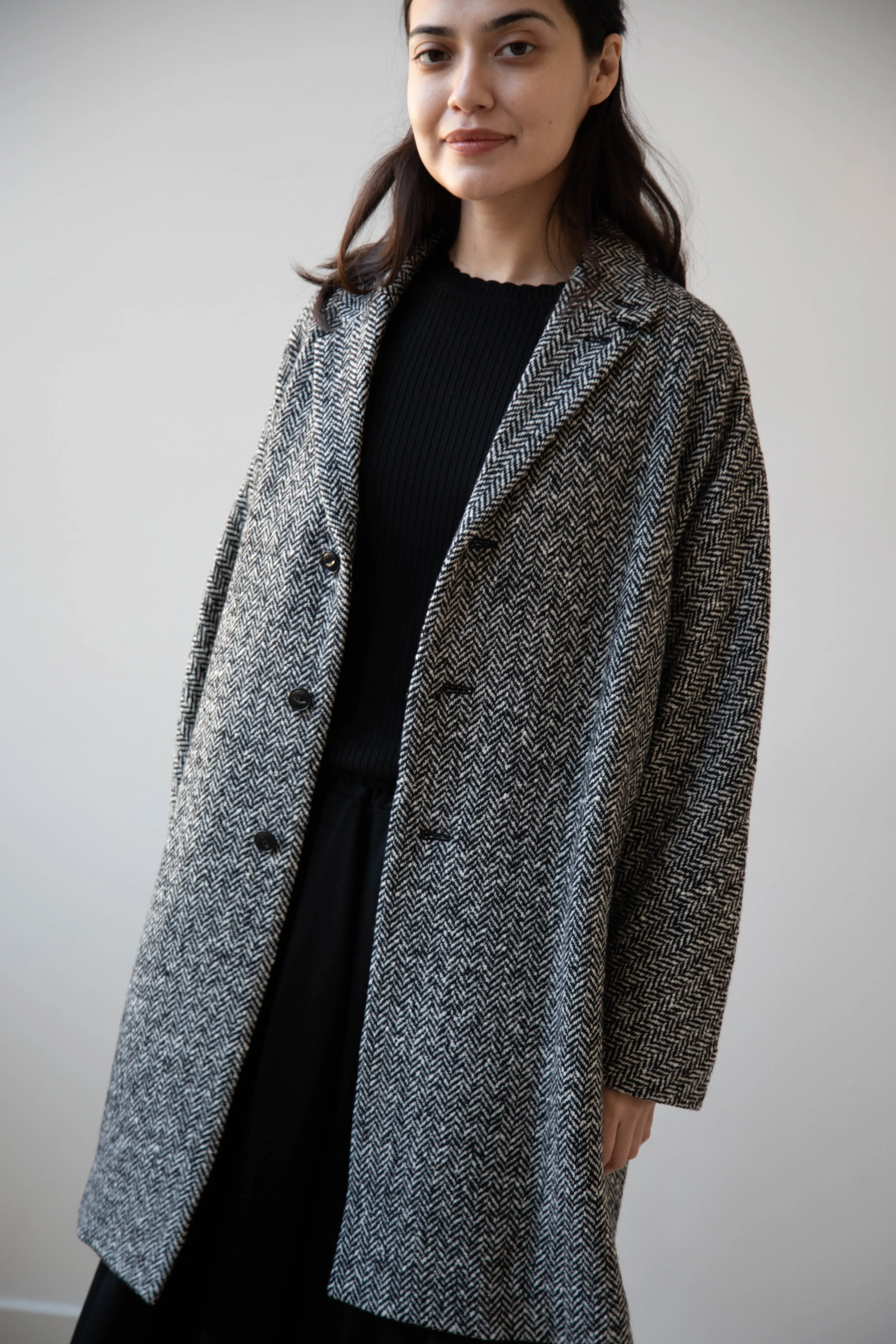 Arts & Science | Grandpa City Coat in Black Herringbone