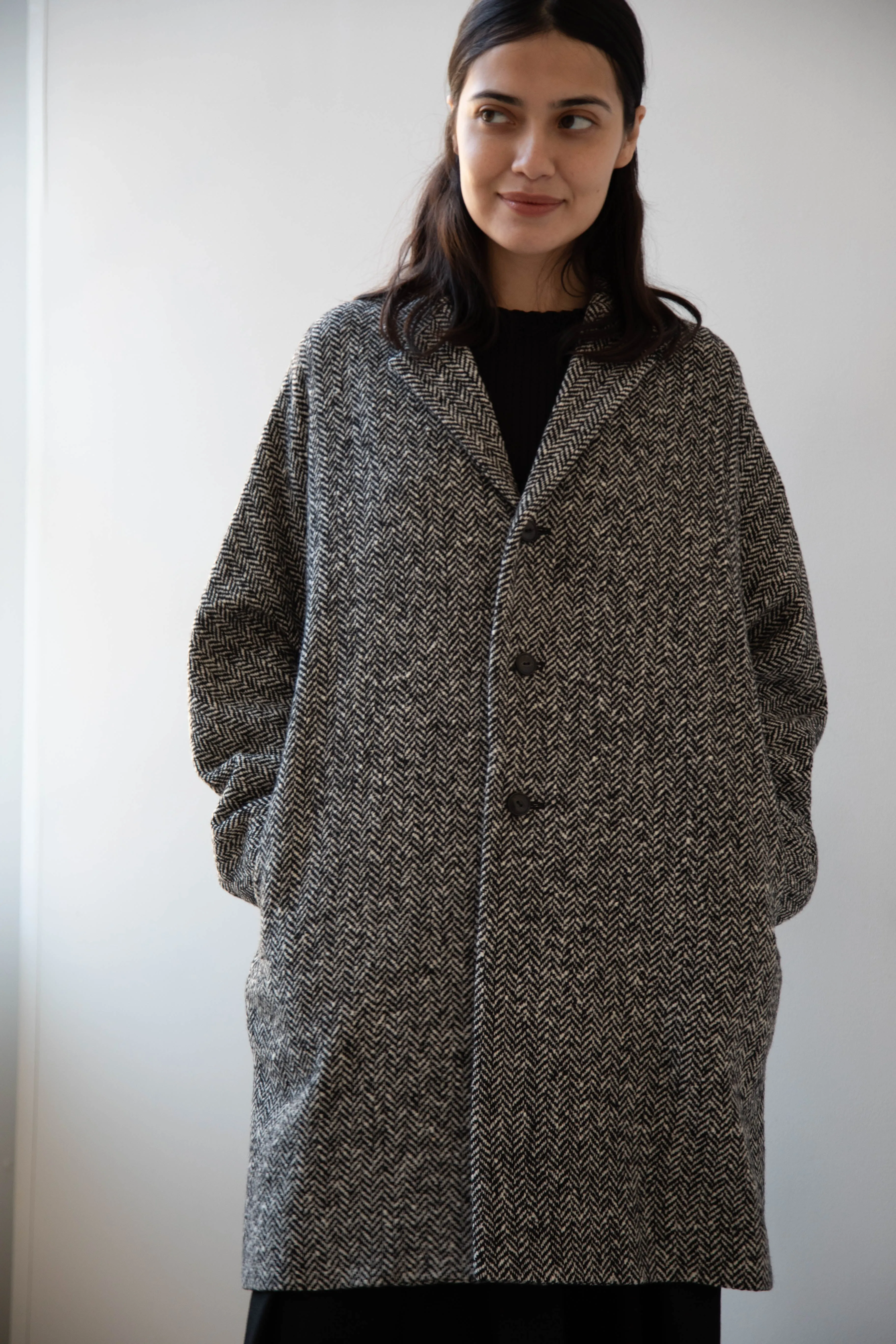 Arts & Science | Grandpa City Coat in Black Herringbone