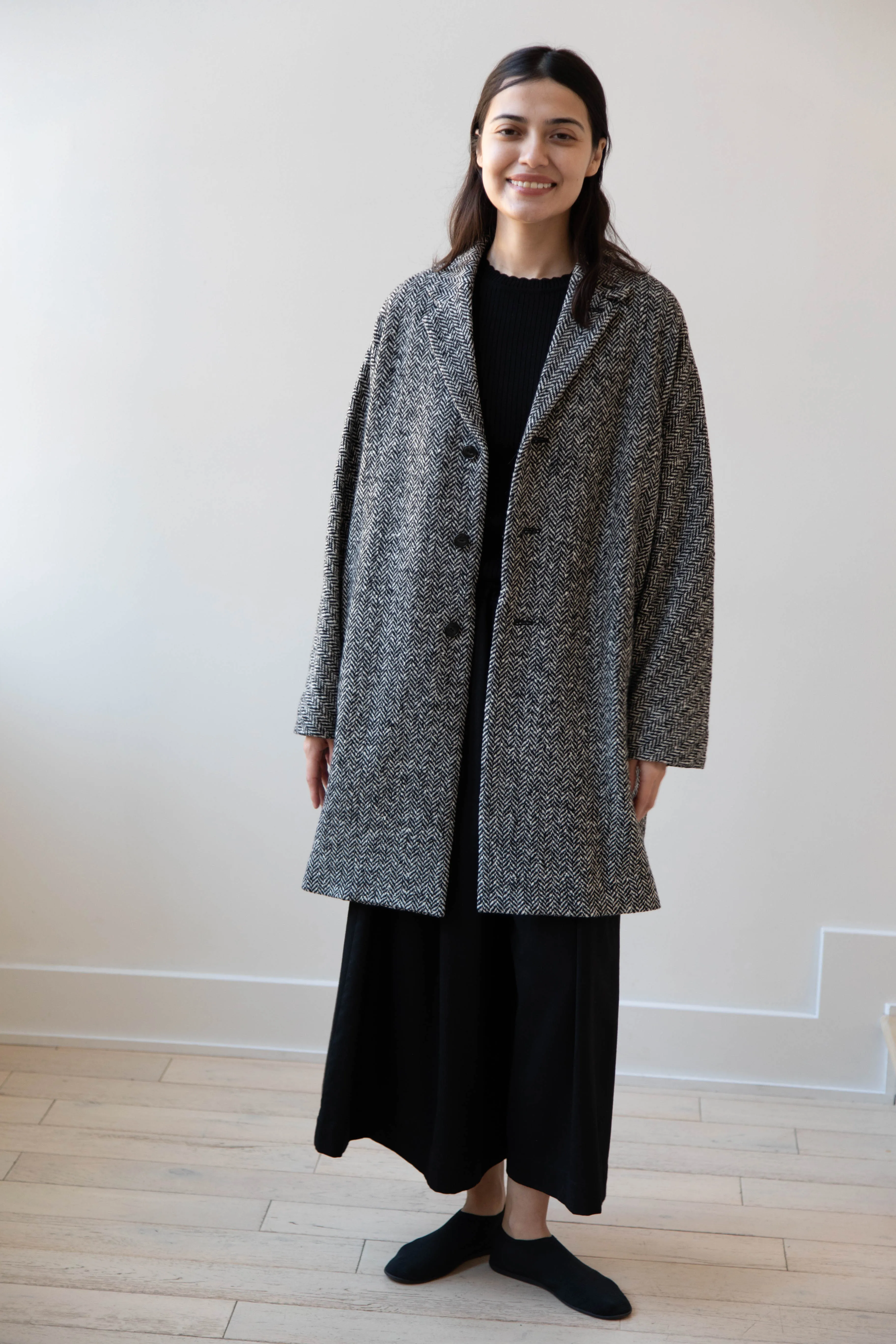 Arts & Science | Grandpa City Coat in Black Herringbone