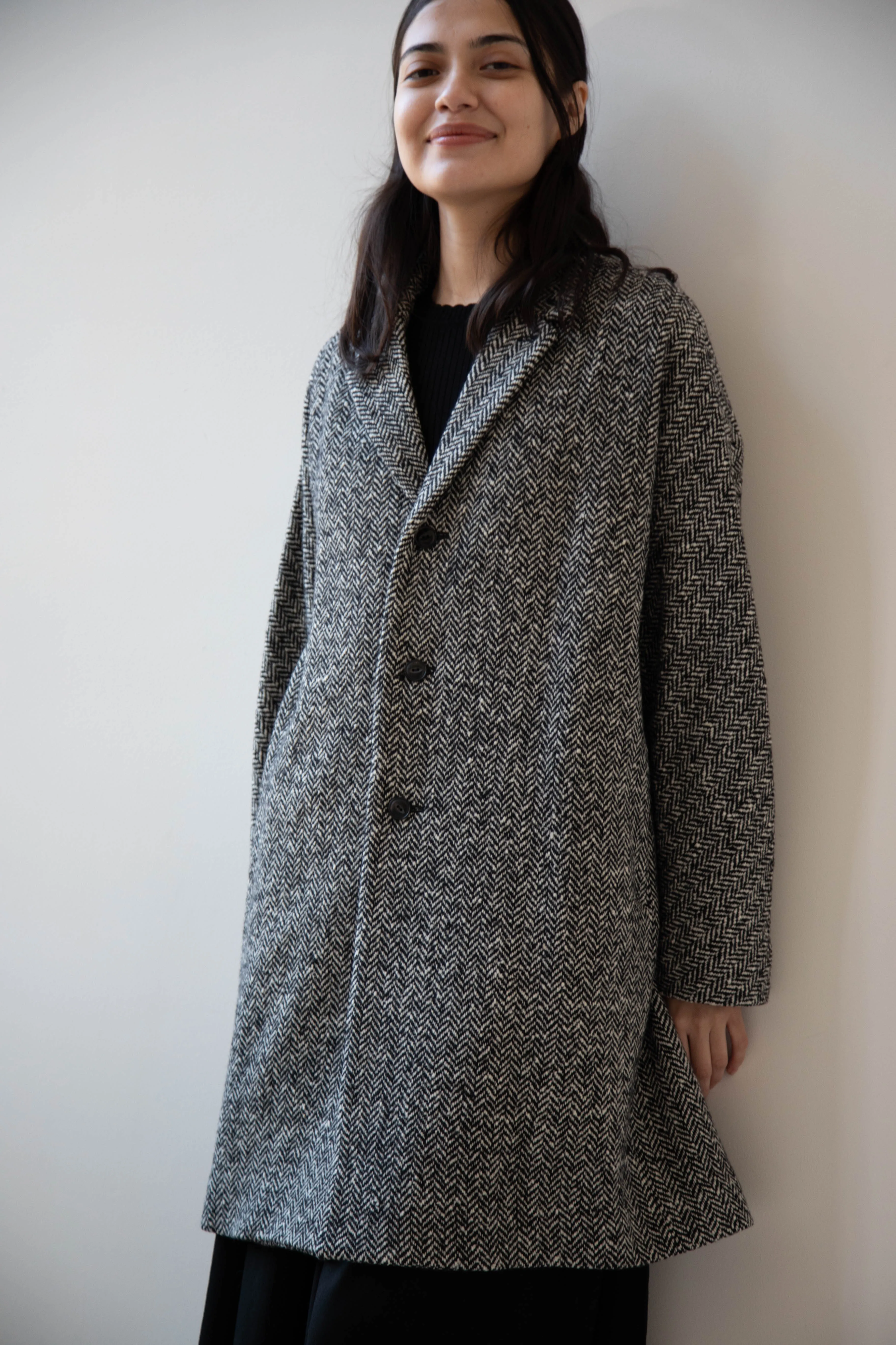 Arts & Science | Grandpa City Coat in Black Herringbone