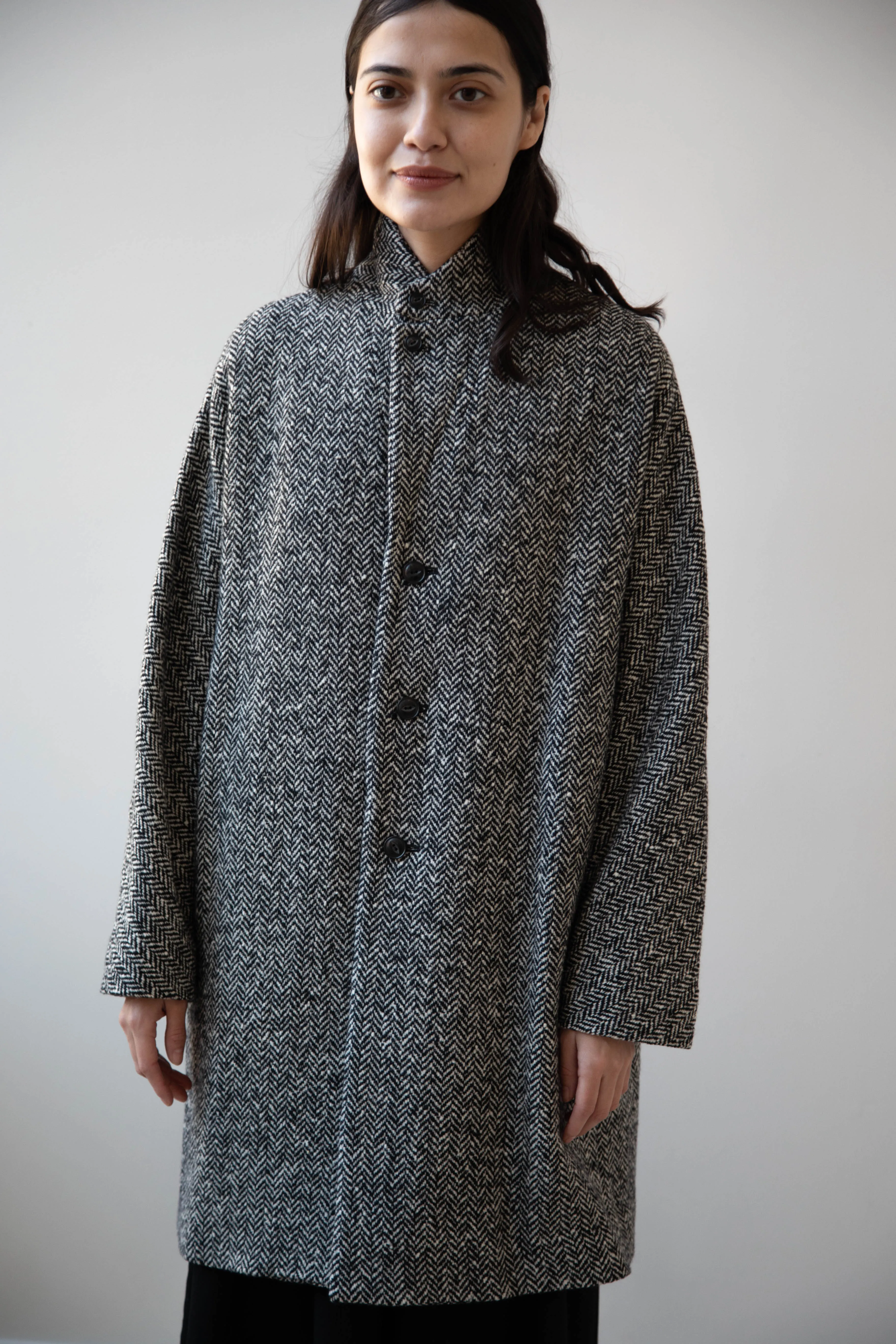 Arts & Science | Grandpa City Coat in Black Herringbone