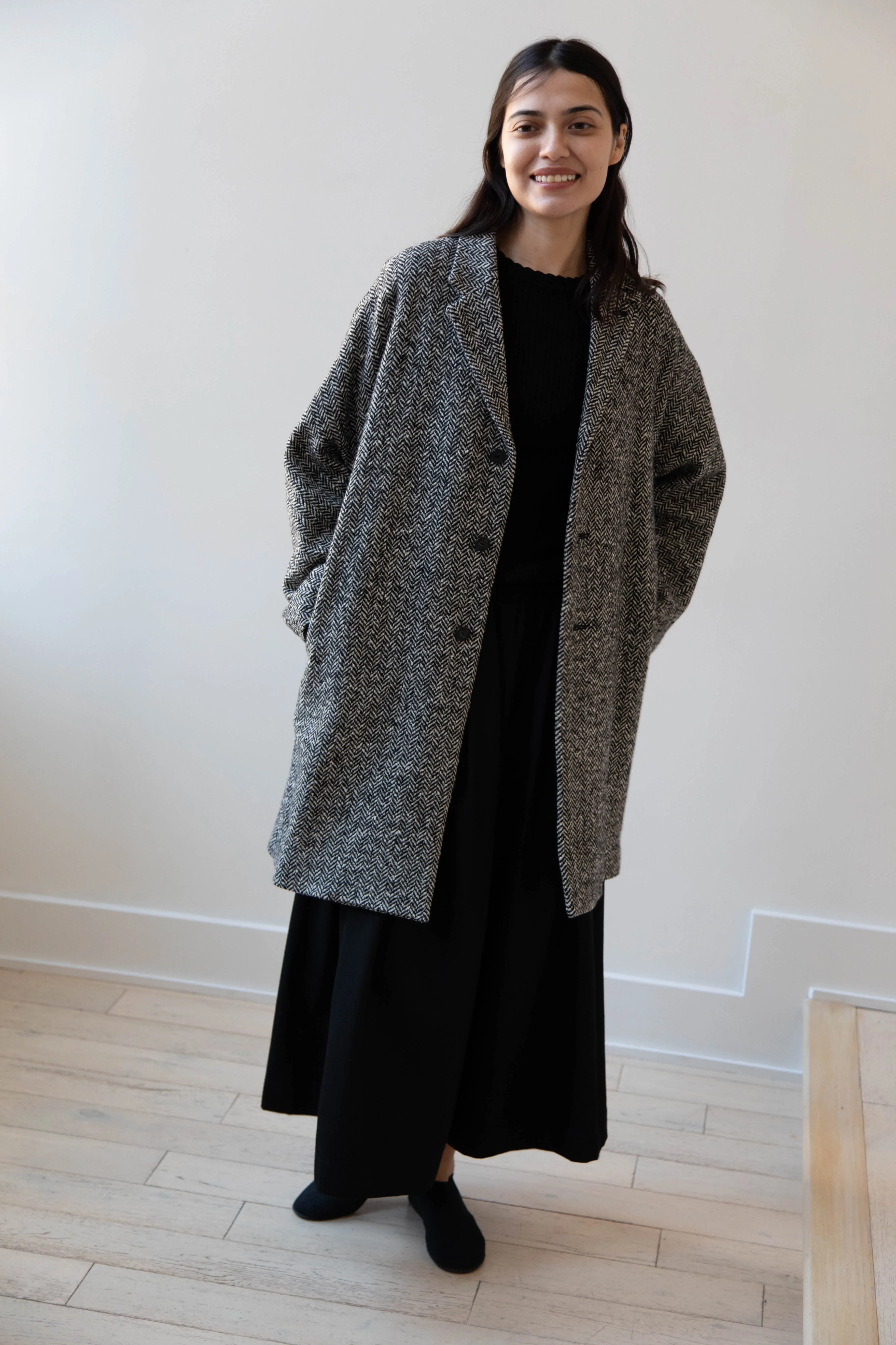 Arts & Science | Grandpa City Coat in Black Herringbone