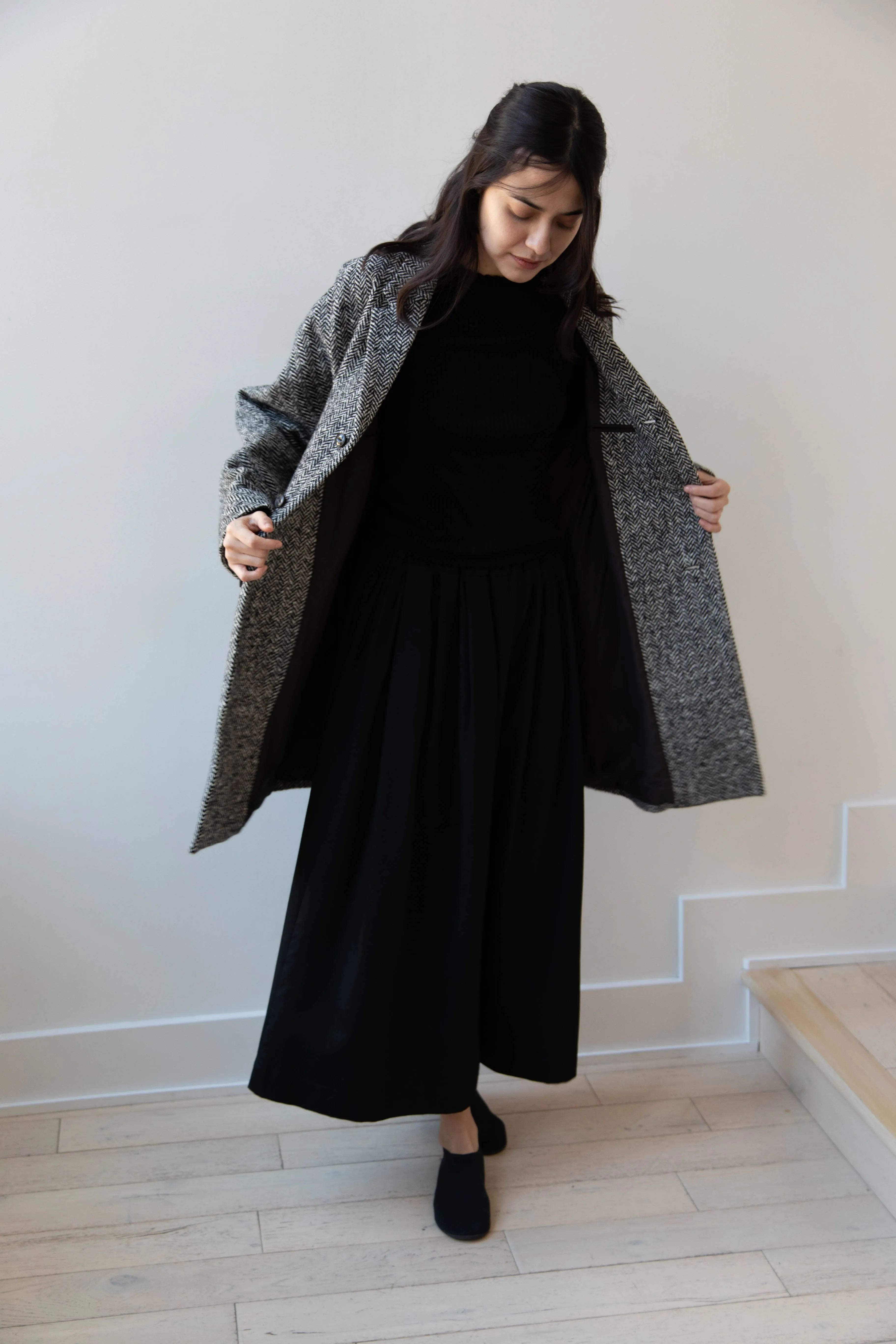 Arts & Science | Grandpa City Coat in Black Herringbone