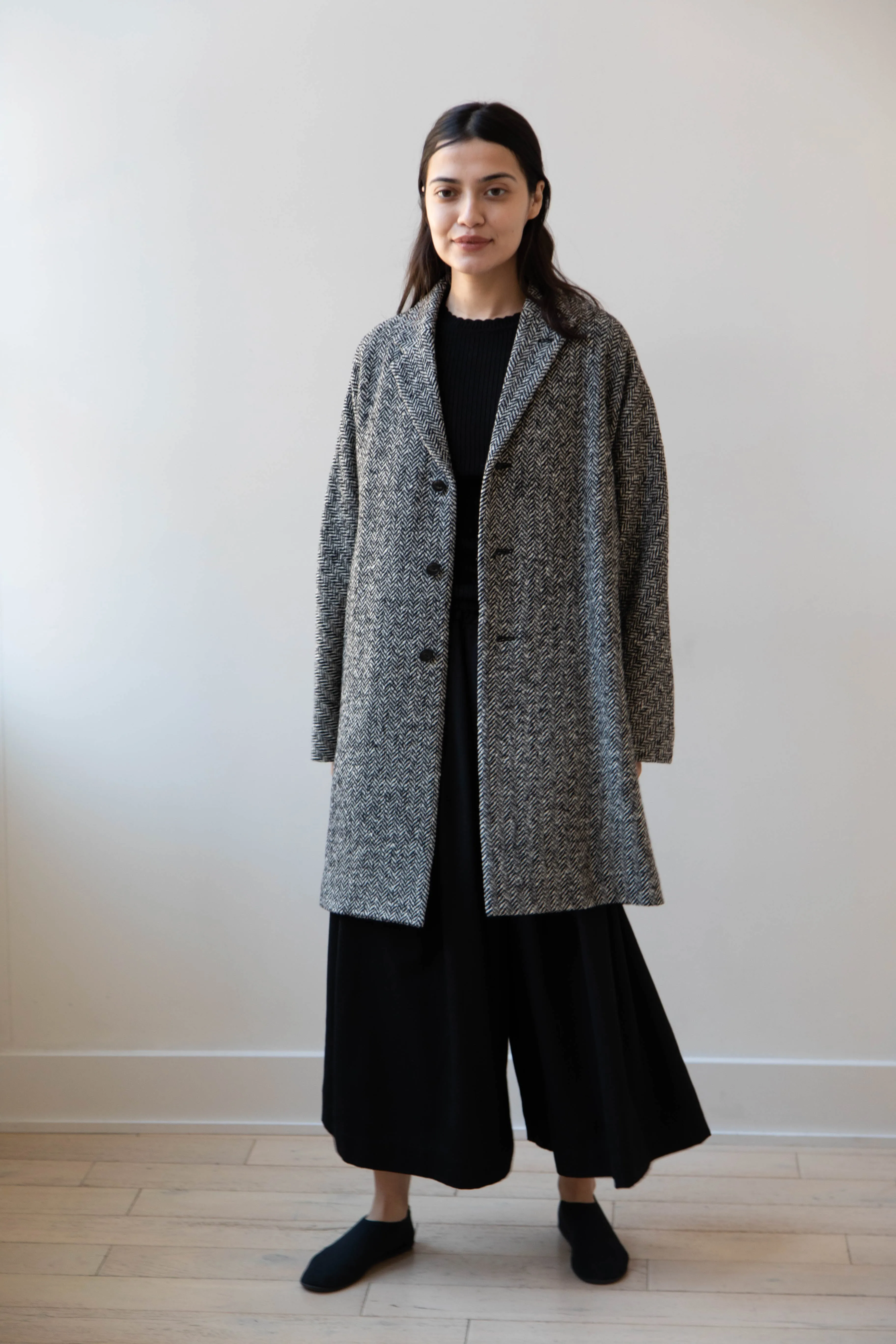 Arts & Science | Grandpa City Coat in Black Herringbone