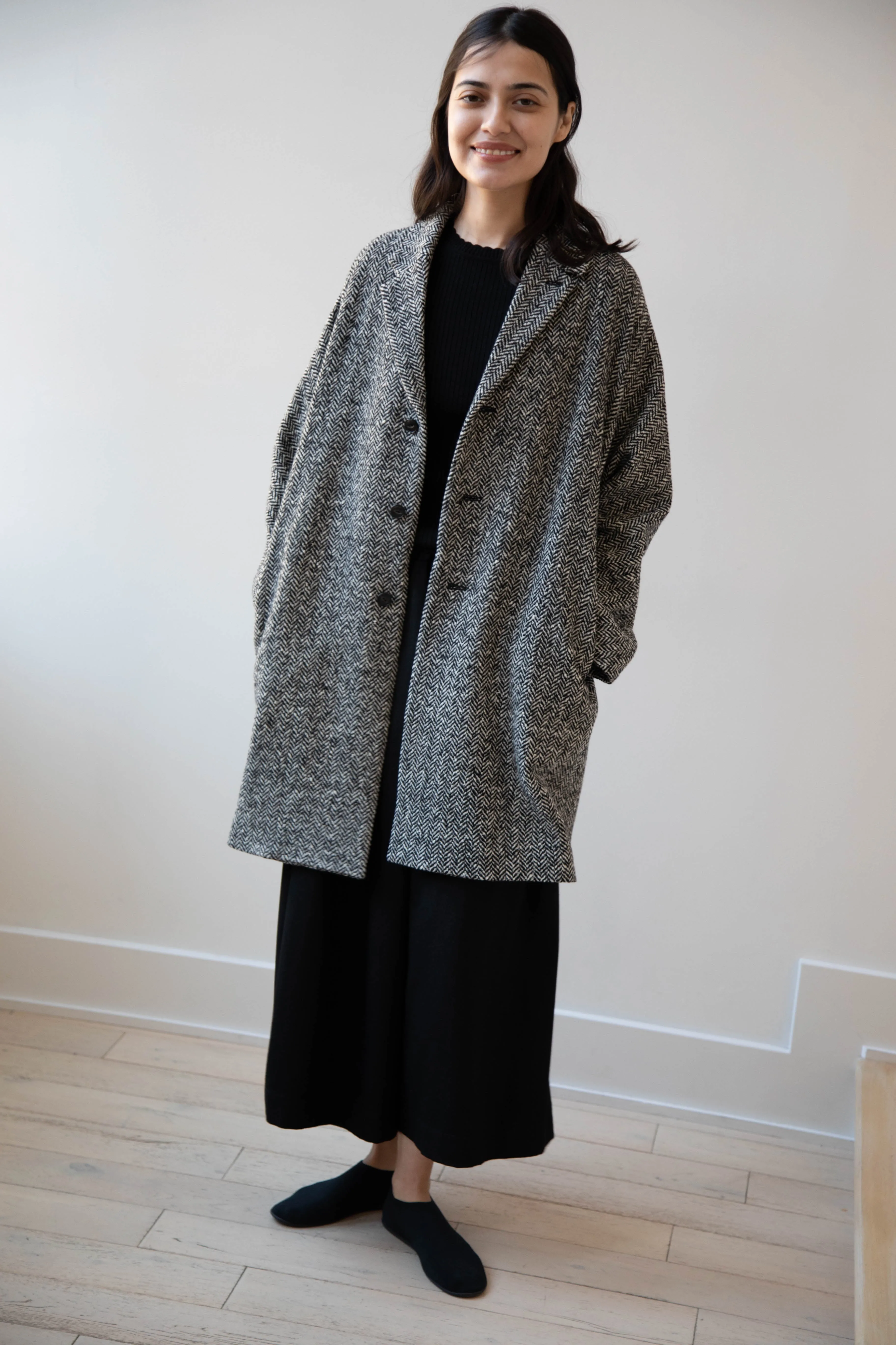 Arts & Science | Grandpa City Coat in Black Herringbone