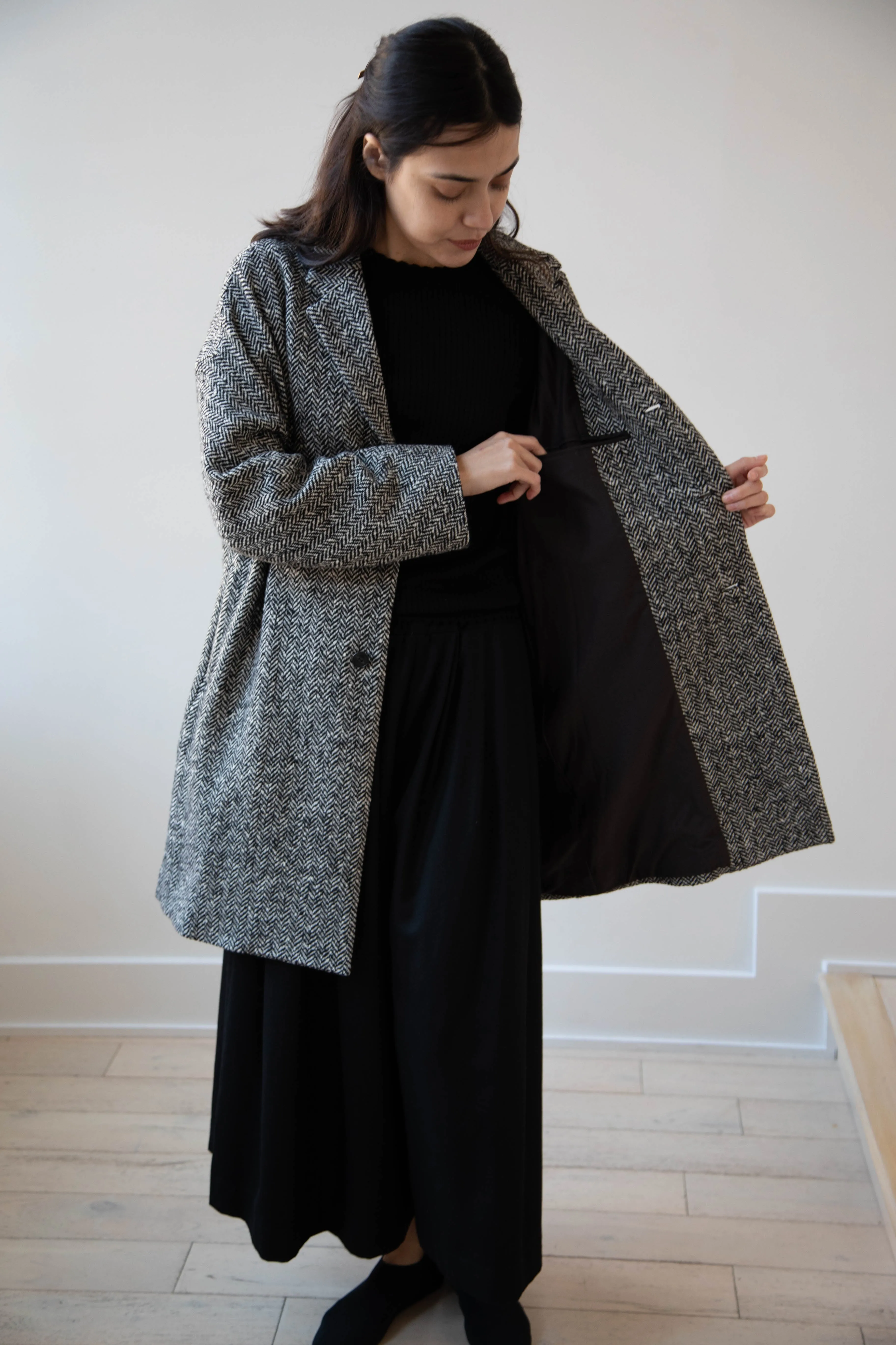 Arts & Science | Grandpa City Coat in Black Herringbone