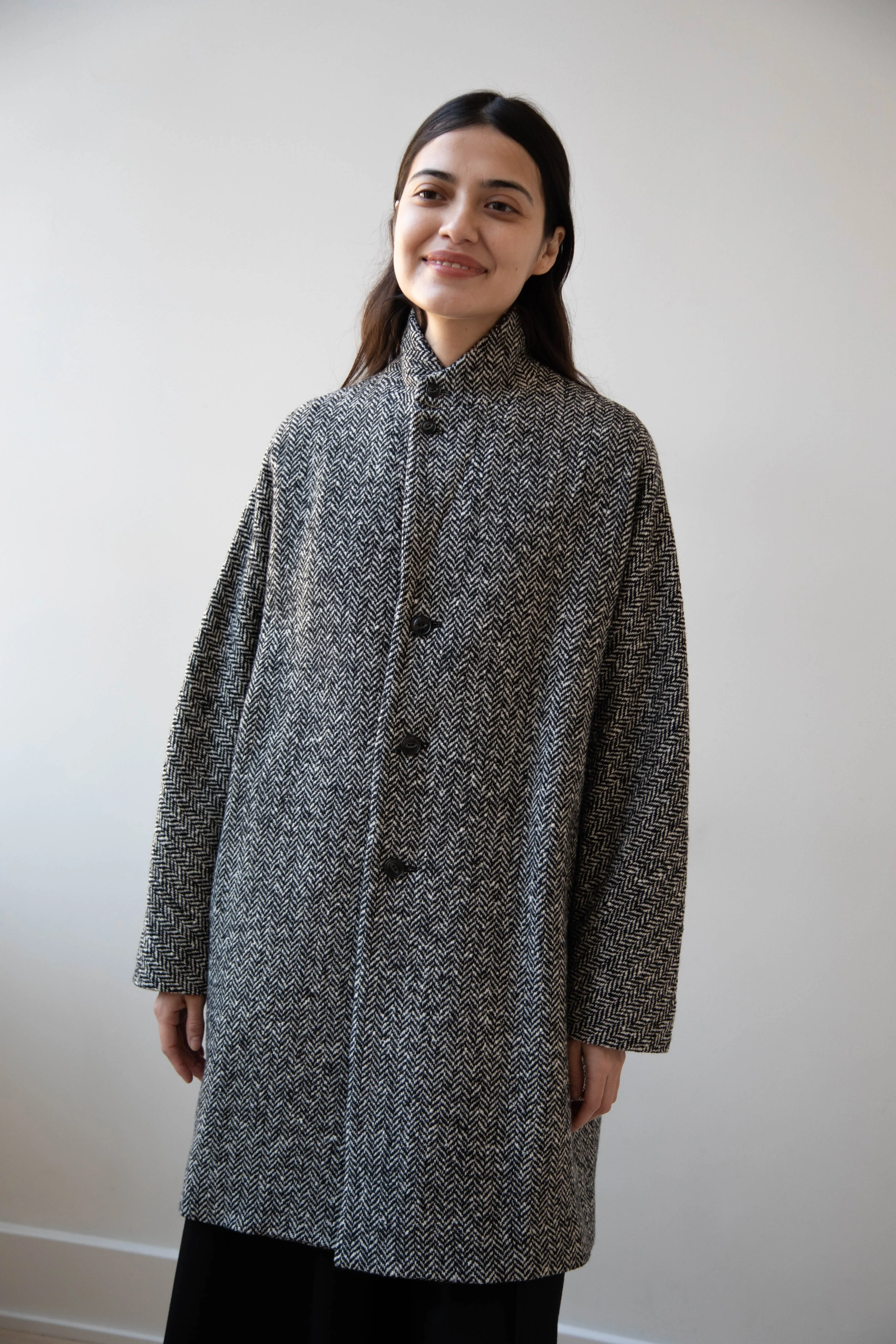 Arts & Science | Grandpa City Coat in Black Herringbone