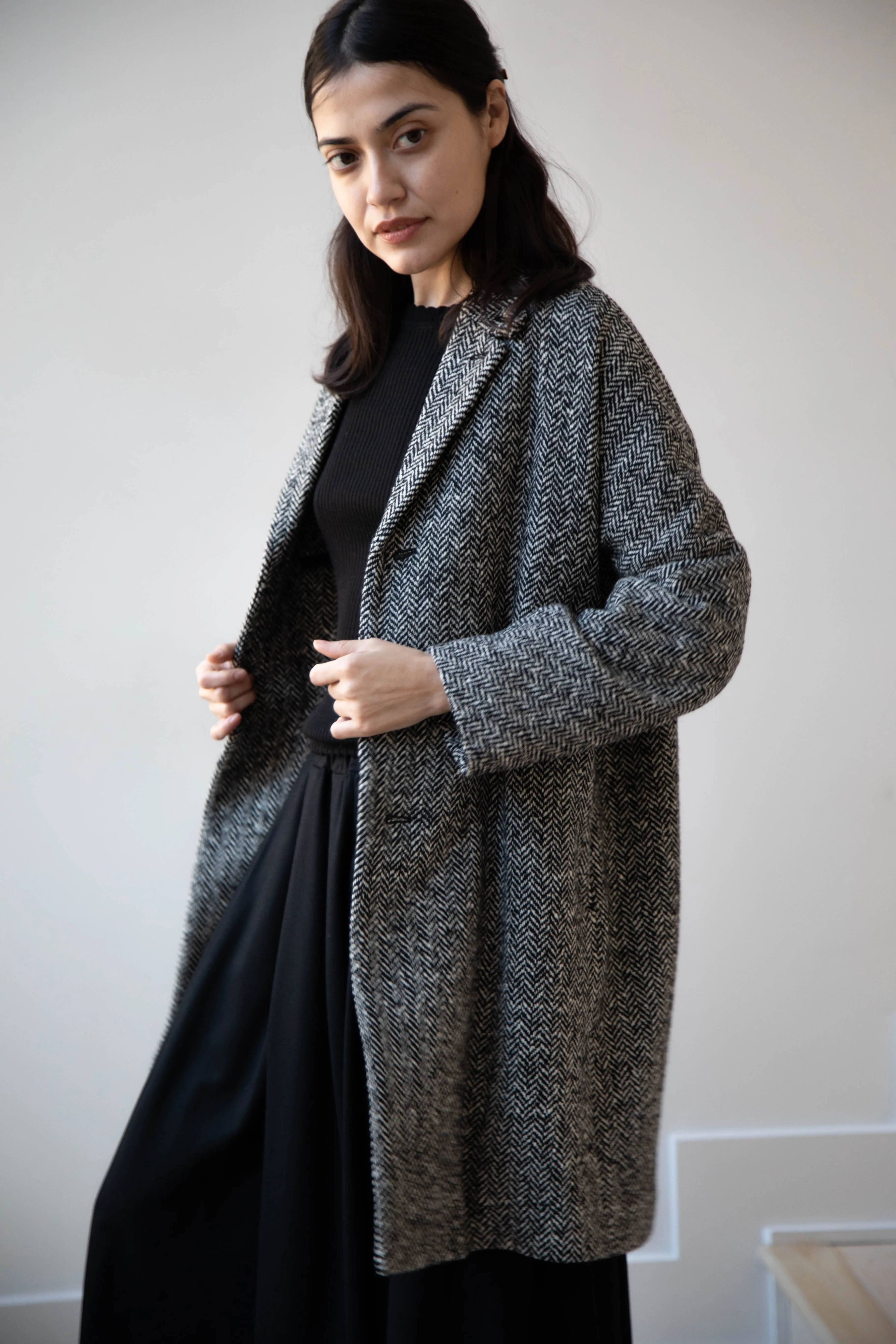 Arts & Science | Grandpa City Coat in Black Herringbone