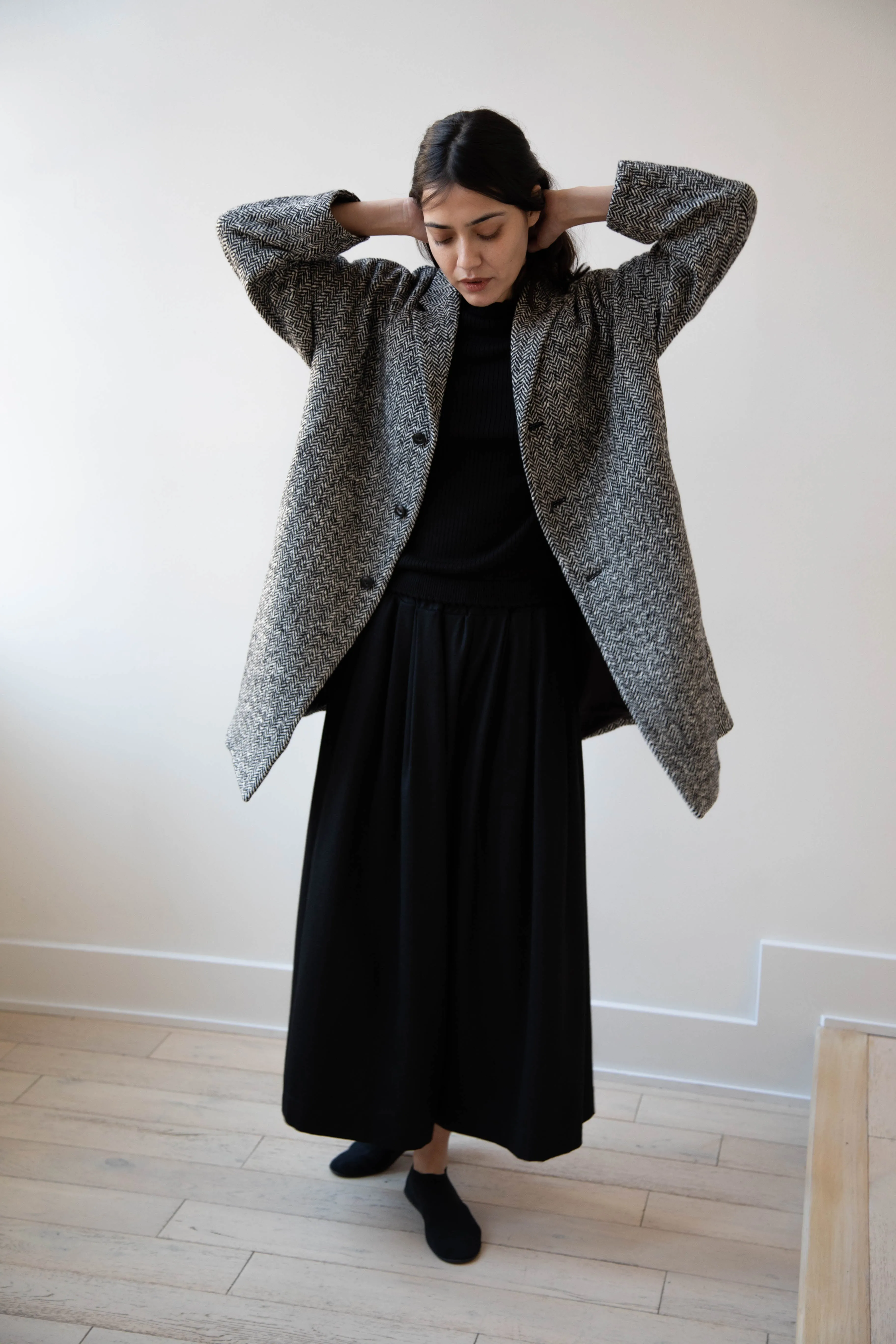 Arts & Science | Grandpa City Coat in Black Herringbone