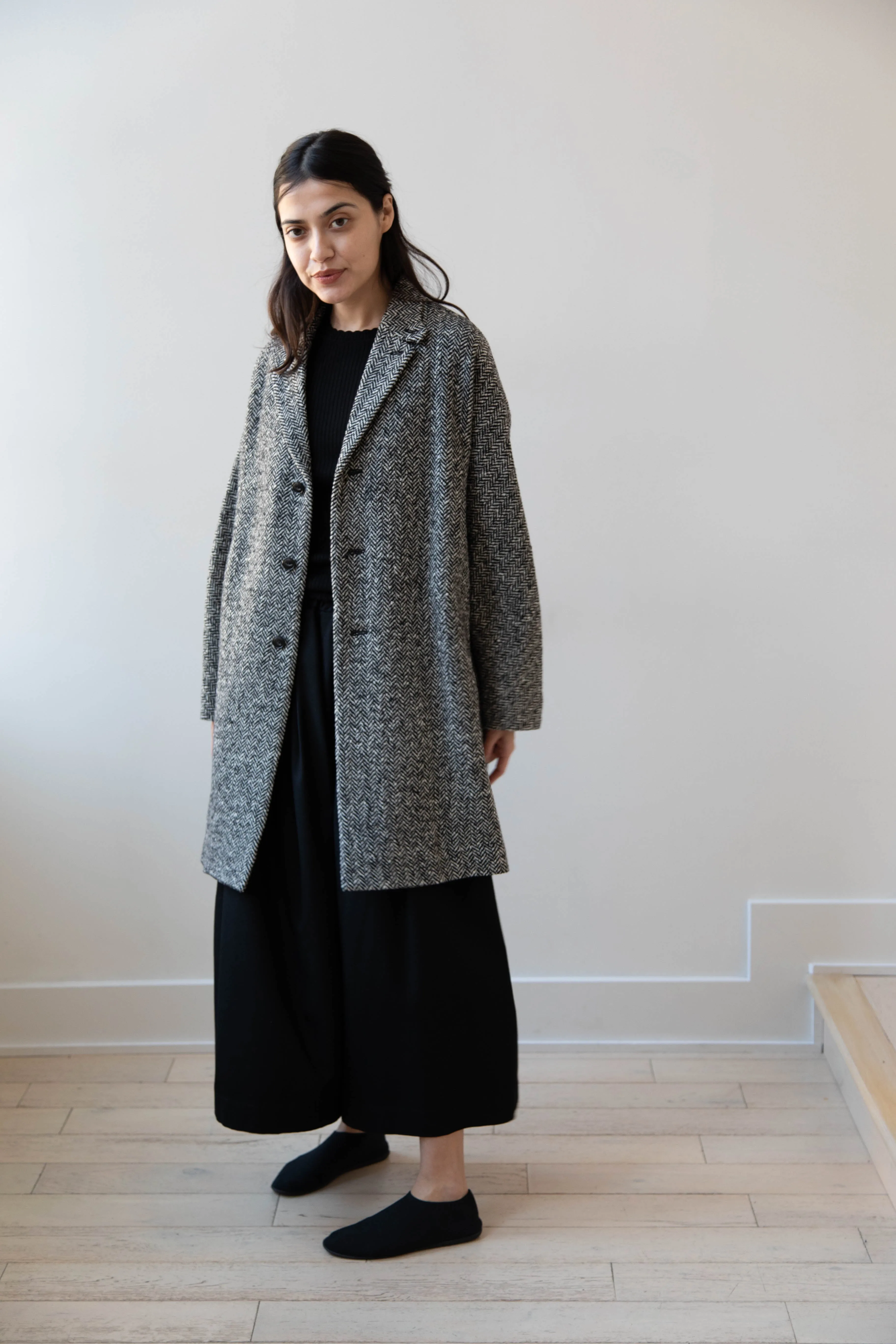 Arts & Science | Grandpa City Coat in Black Herringbone