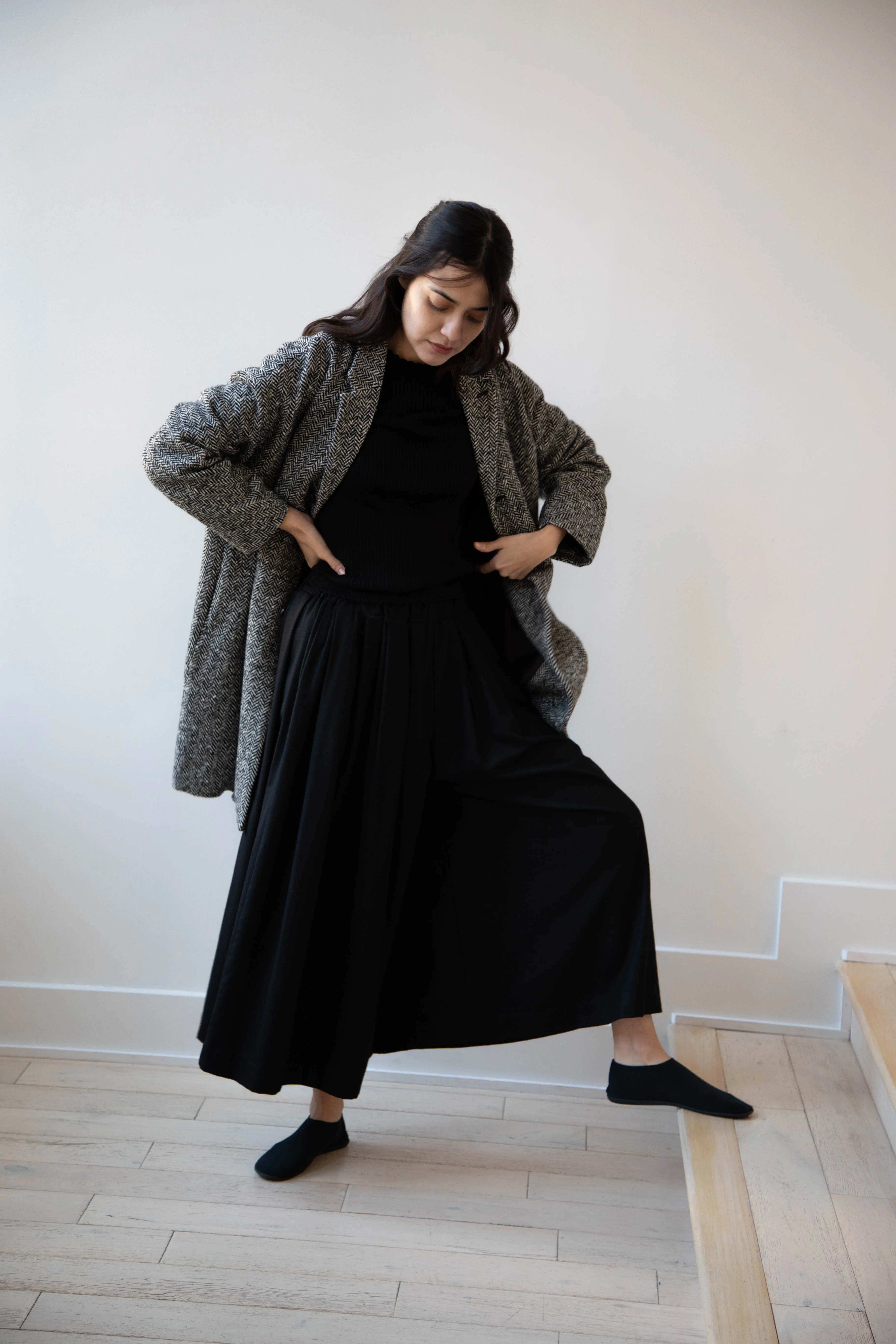 Arts & Science | Grandpa City Coat in Black Herringbone