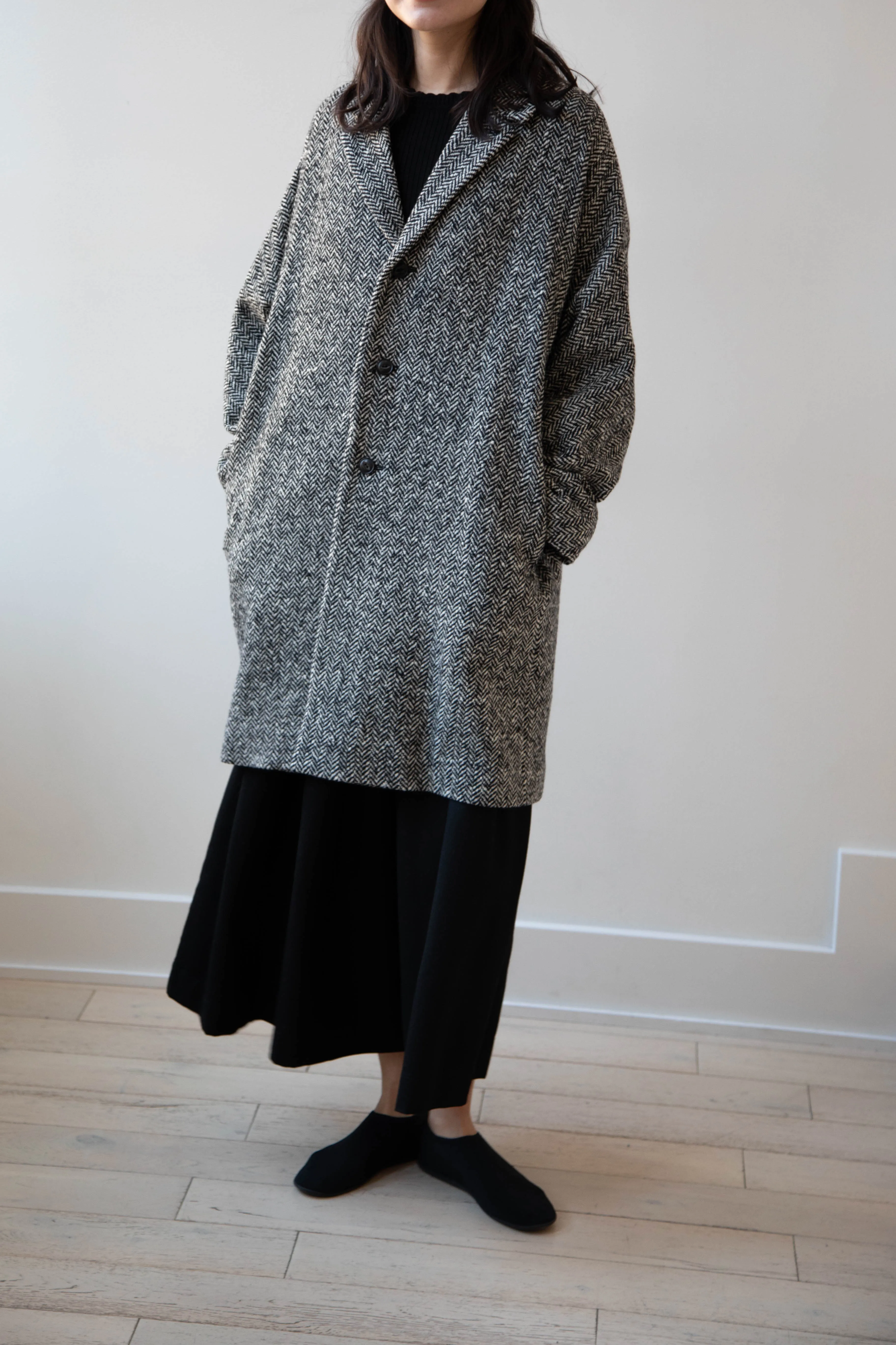 Arts & Science | Grandpa City Coat in Black Herringbone