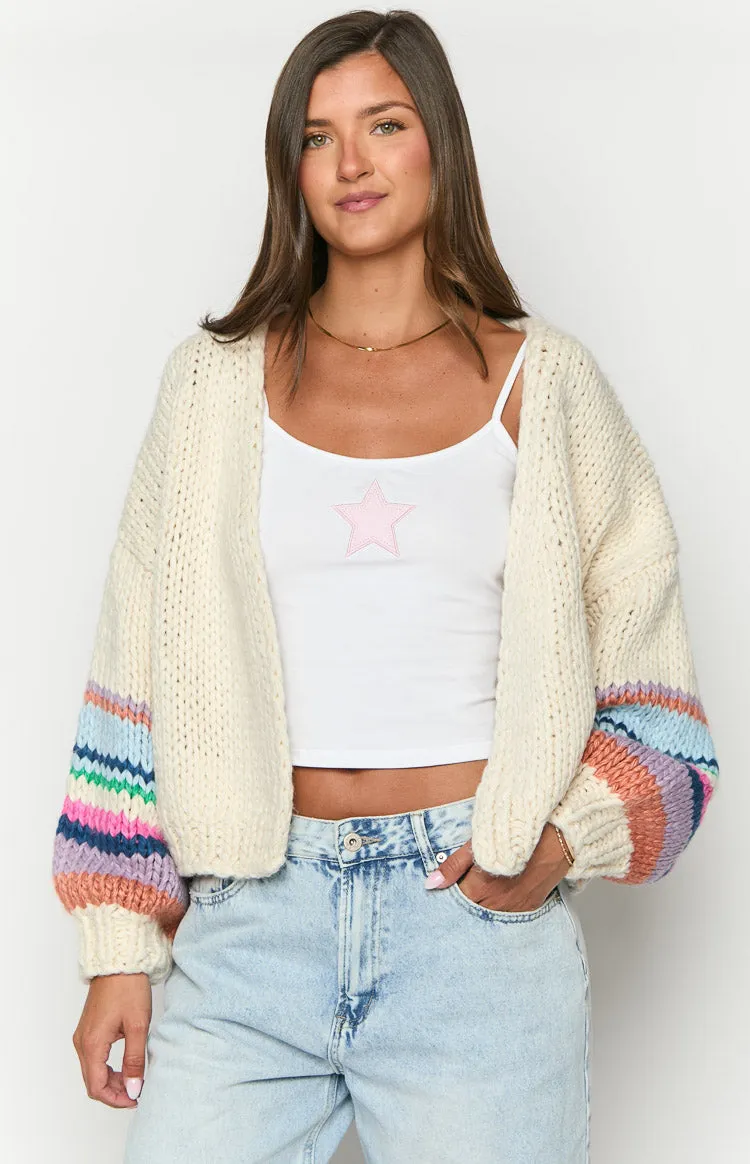 Bad Habits Cream Multi Knit Cardigan