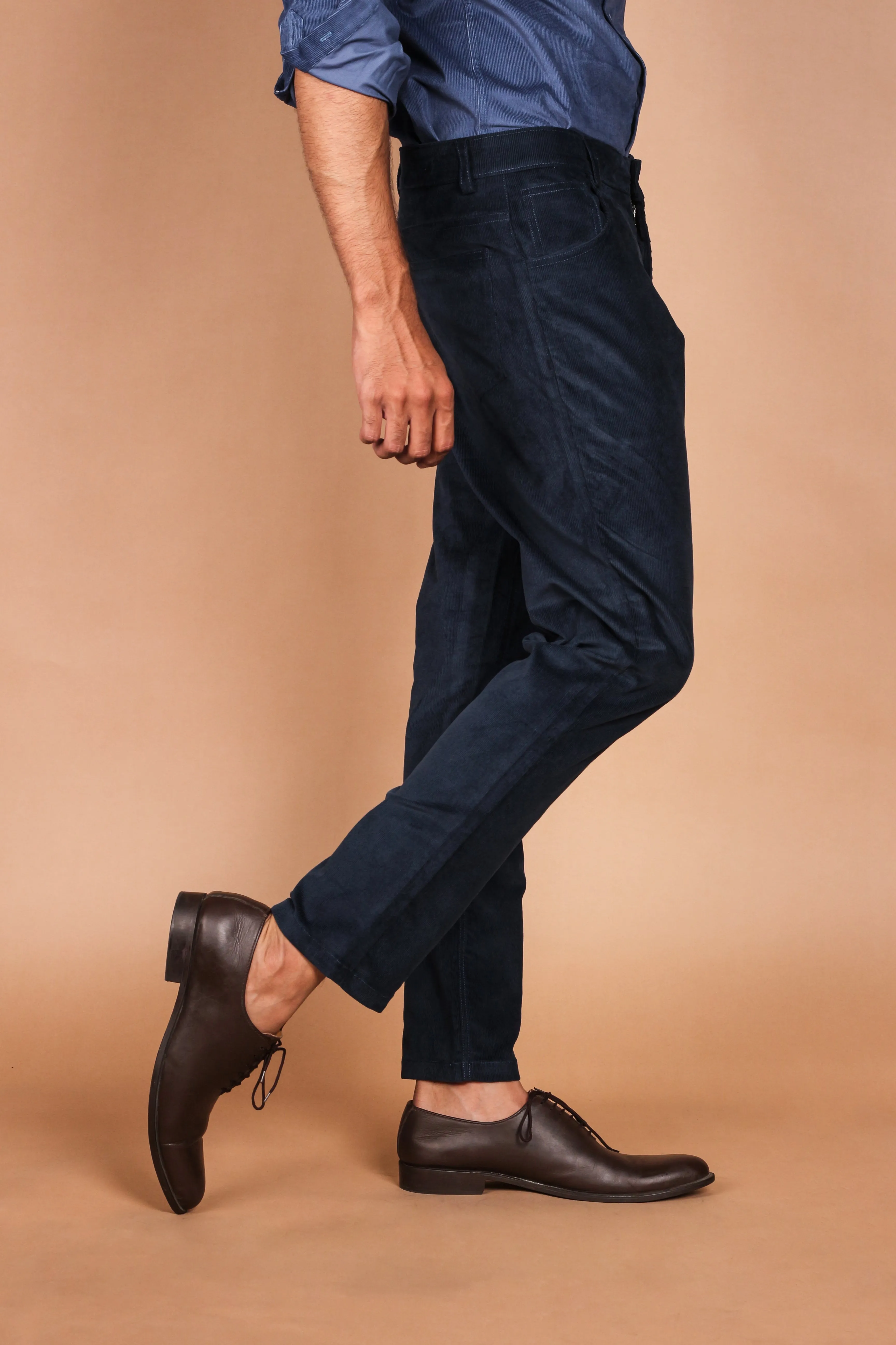 Blue Green Five Pocket Corduroy Trousers