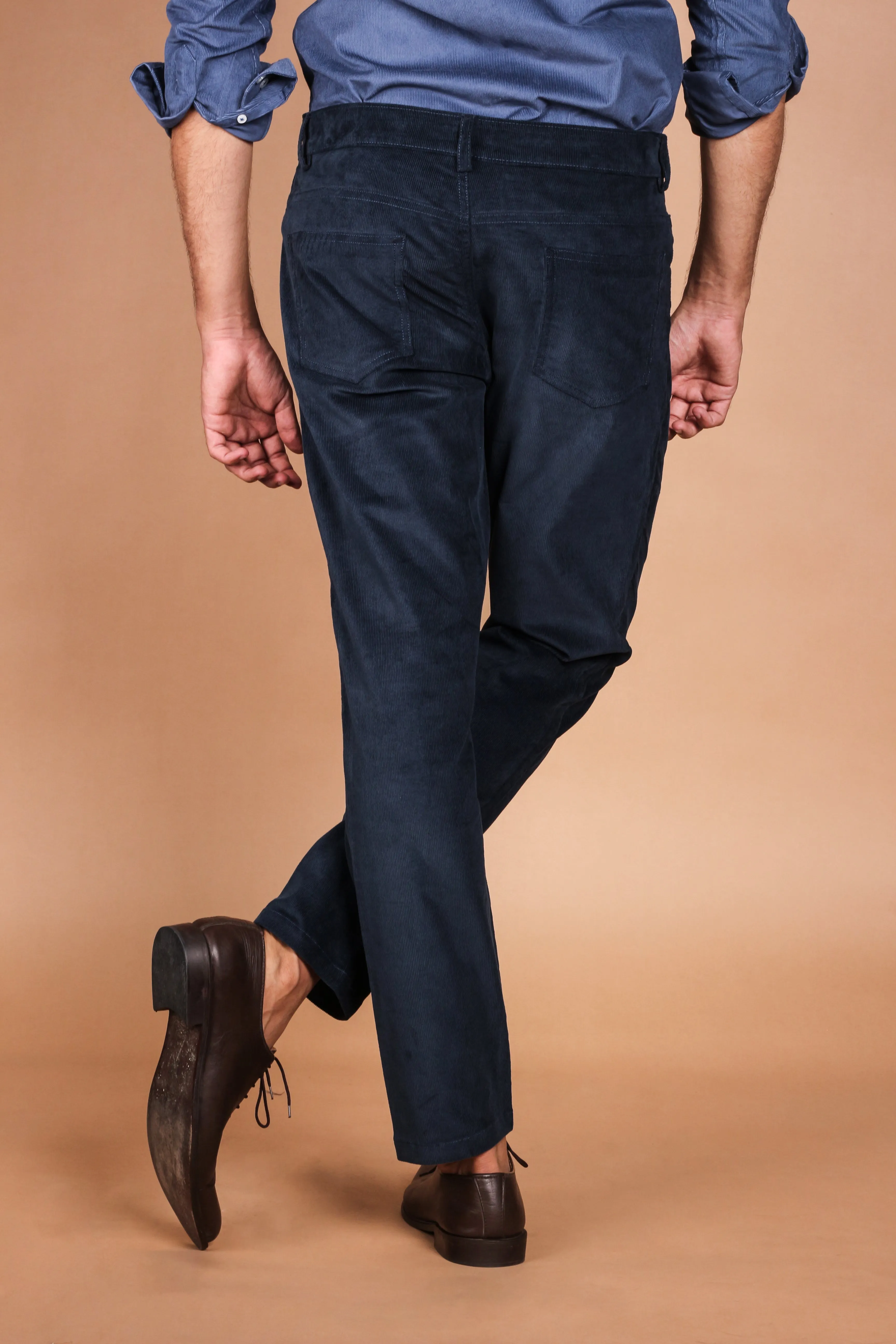 Blue Green Five Pocket Corduroy Trousers