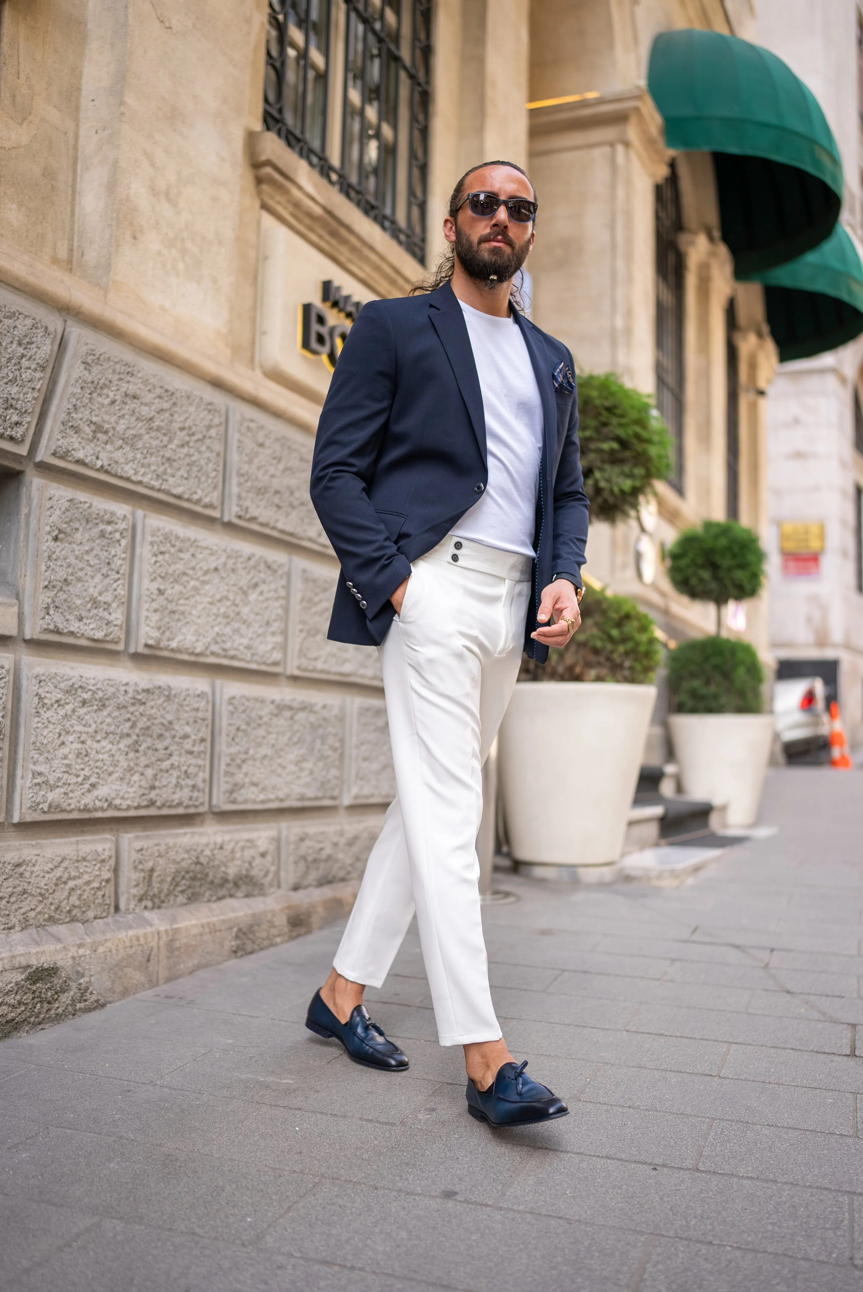 Brabion Massimo Navy Blue Slim Fit Notch Lapel Blazer