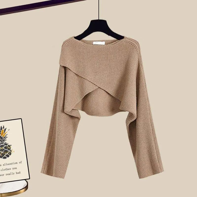 Chic 3-Piece Knitted Sweater Set with Shirt & Wide-Leg Pants - Perfect for Fall & Winter