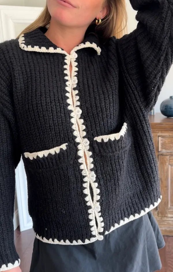 Chunky Crop Shaker Stitch Cardigan